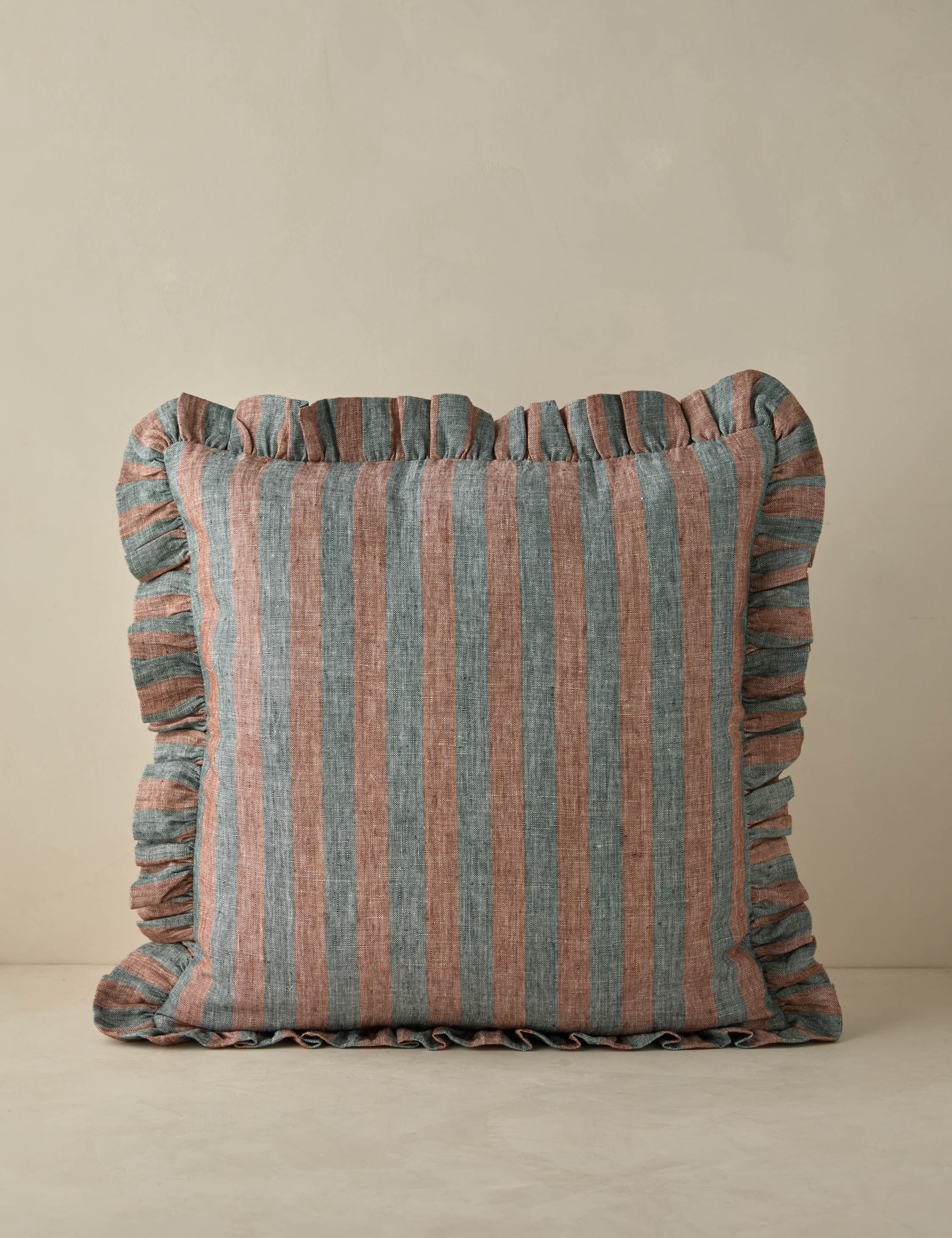 Amaroso Linen Ruffle Pillow - Soft Decorative Throw Pillow Cover for Couch, Bed & Sofa - Elegant Home Decor Accent for Living Room, Bedroom & Nursery