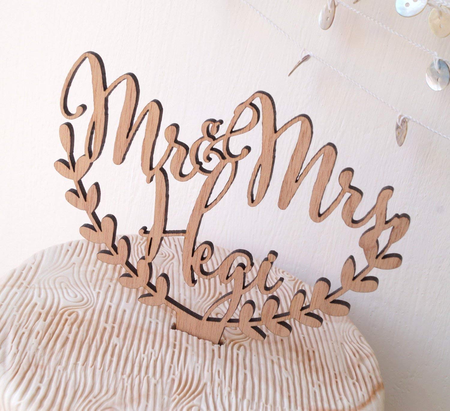 Custom Wedding Cake Topper - Personalized Rustic Wooden Cake Topper with Names - Perfect for Wedding Cakes, Anniversary Cakes & Special Occasion Desserts