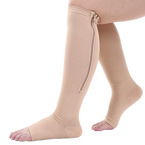 Best Compression Socks for Women & Men - 20-30mmHg High Performance Sports Socks with Knee Support - Relieve Cramps, Improve Circulation - Perfect for Running, Travel & Recovery (S/M, Nude)