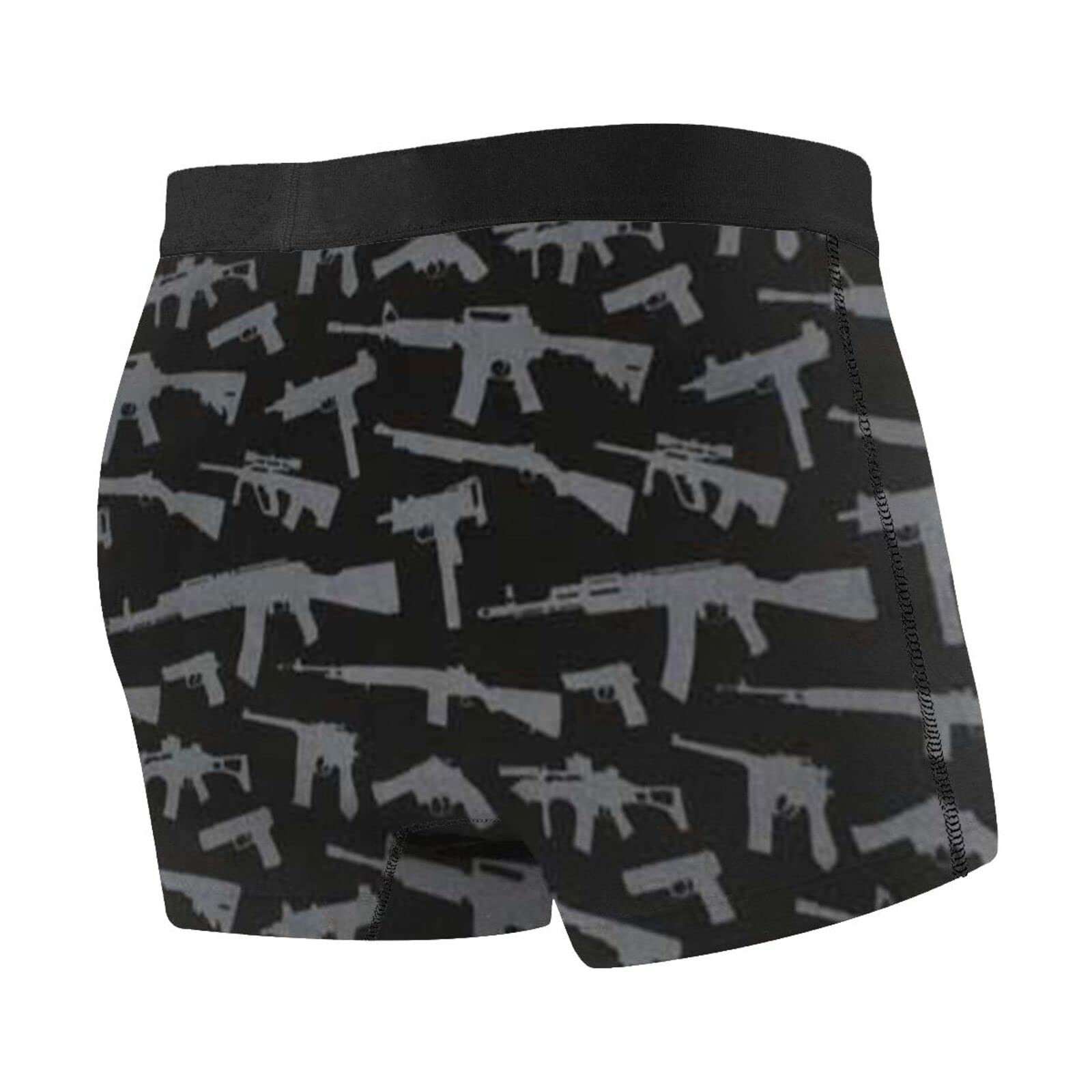 TZT Guns Print Men's Breathable Stretch Boxer Briefs - Comfortable Cotton Underwear for Daily Wear, Gym & Outdoor Activities - Black