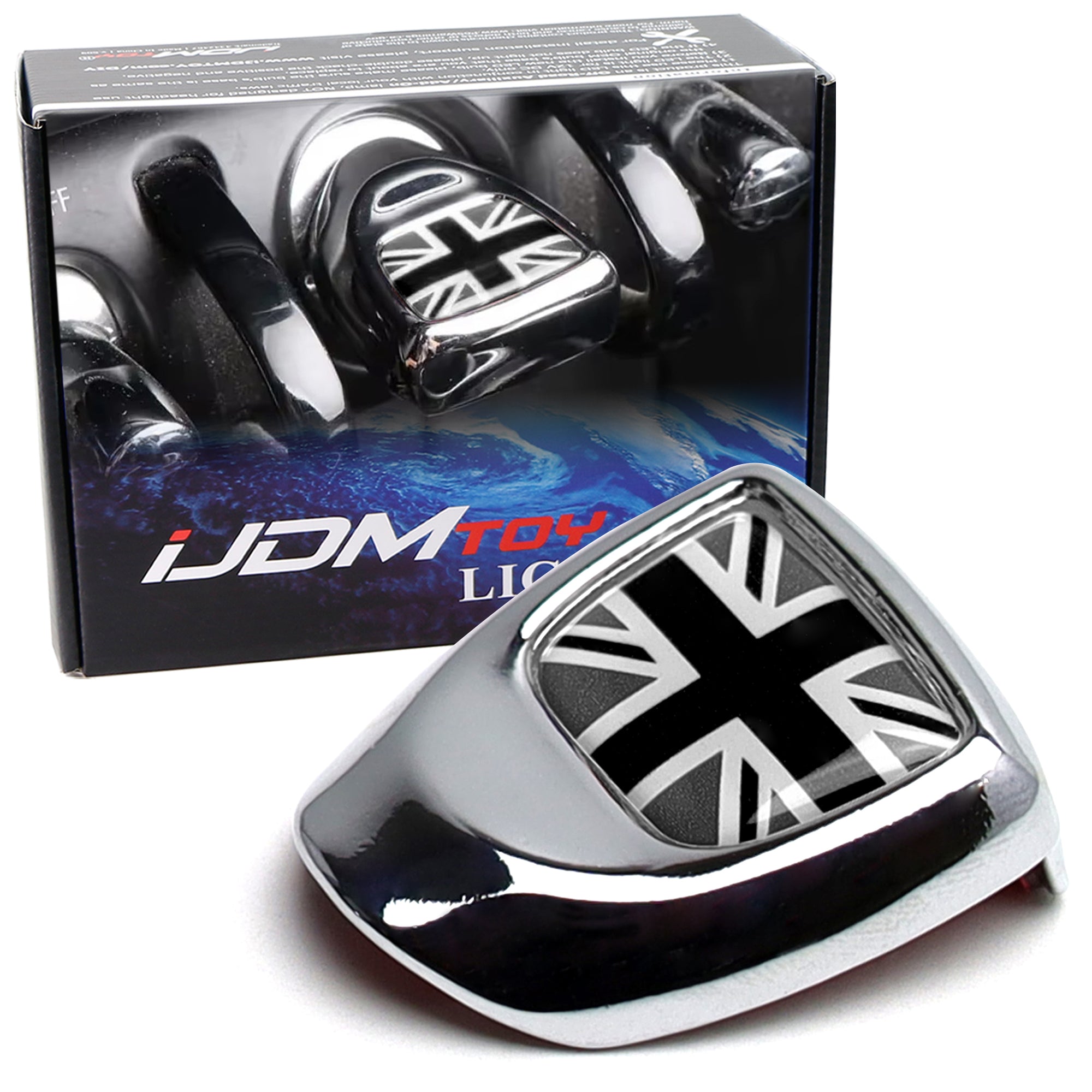 Union Jack Engine Start Push Button Cover for Gen3 MINI - Black & White British Flag Design - Perfect for Car Enthusiasts & UK-Themed Customization