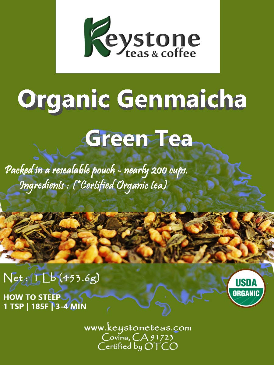 Organic Genmaicha Green Tea - 16 Ounce Bulk - Japanese Brown Rice Tea - Perfect for Relaxation, Weight Loss & Daily Detox - Ideal for Home, Office & Gifting