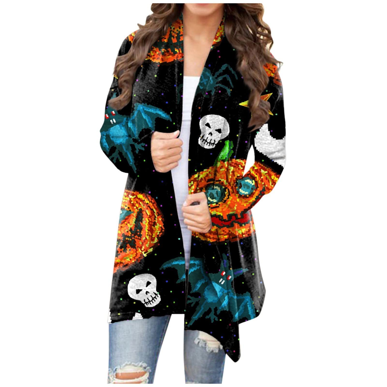 **Floral Printed Long Sleeve V-Neck Tank Tops for Women - Loose Fit Hiking & Casual Wear - Plus Size Black Tops for Outdoor & Everyday Use**
