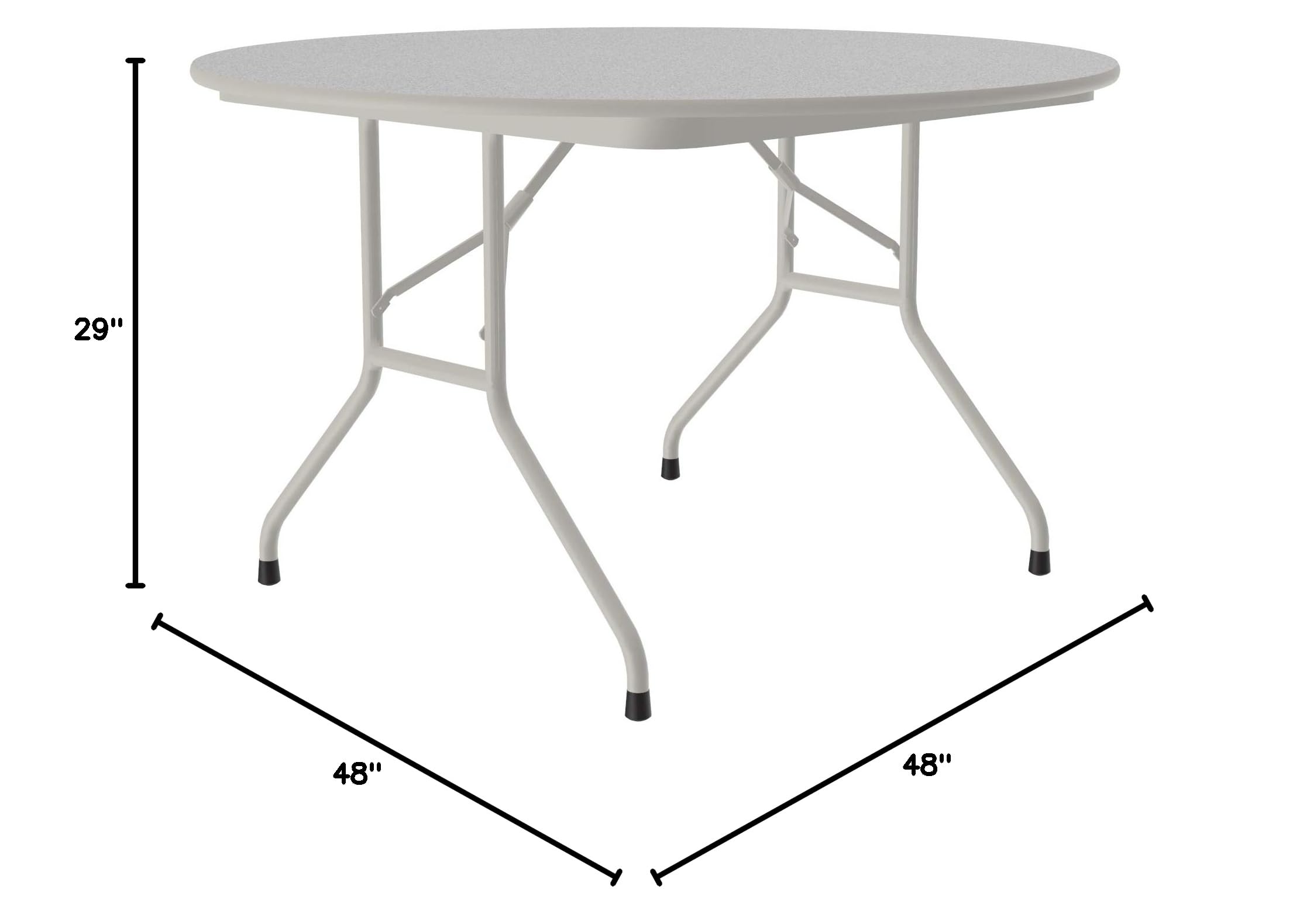 **Correll 48-Inch Round Commercial Folding Table - Heavy Duty, Gray Granite Melamine Top, 5/8