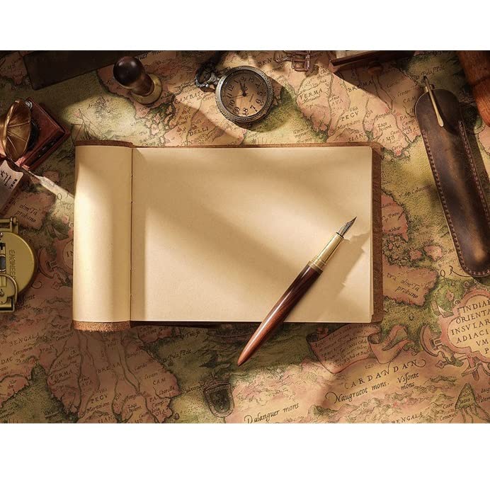 BAPYZ Handmade Leather Notebook Cover - Retro Journal & Sketchbook with 400 Blank Kraft Pages - Perfect Gift for Teachers & Students (Color: A) | Ideal for Writing, Drawing & Note-Taking in School, Office or Travel