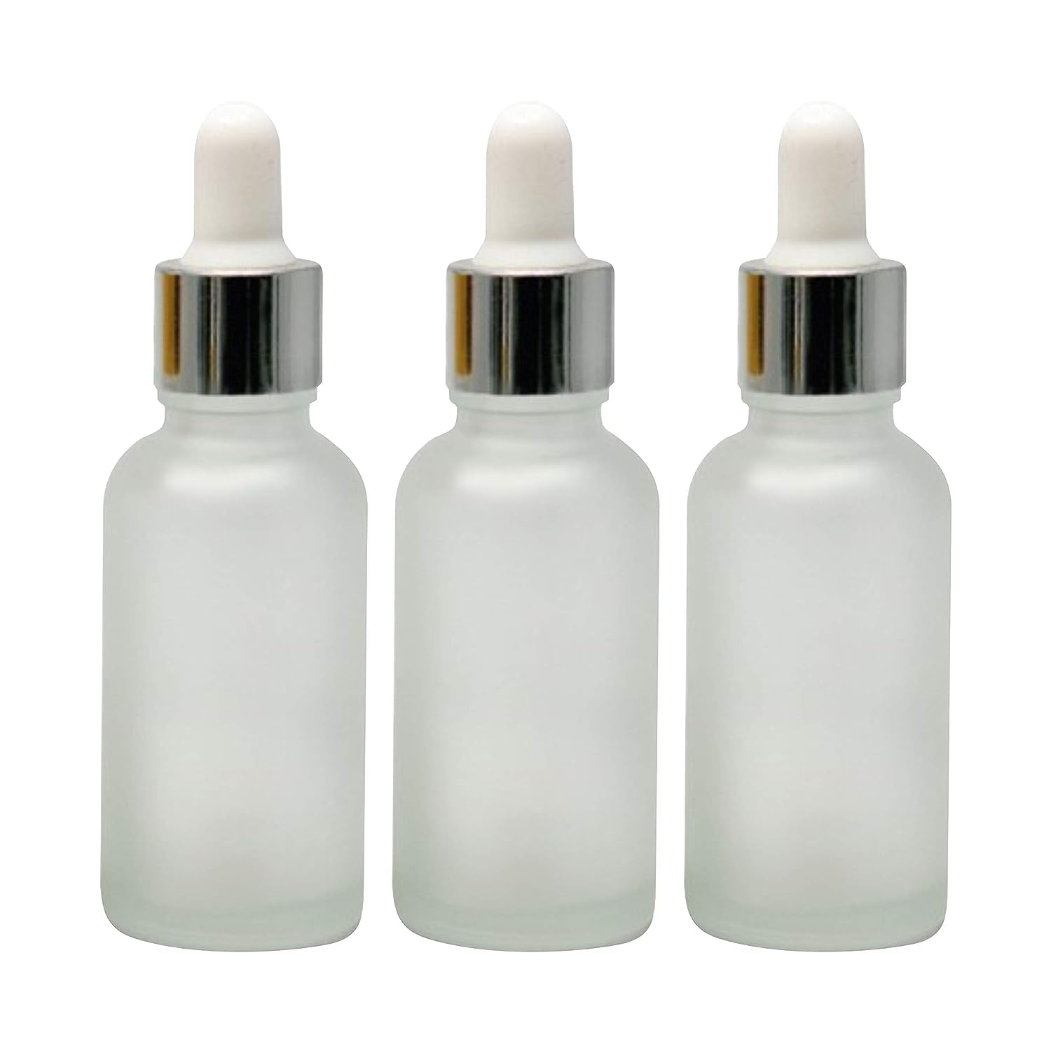 Premium 30ml Silver Plated Glass Dropper Bottles for Essential Oils, Perfumes & Serums - Leakproof Aromatherapy Containers with Glass Pipette (Pack of 3) - Perfect for DIY Beauty Products, Home Fragrance Blending & Travel Size Storage