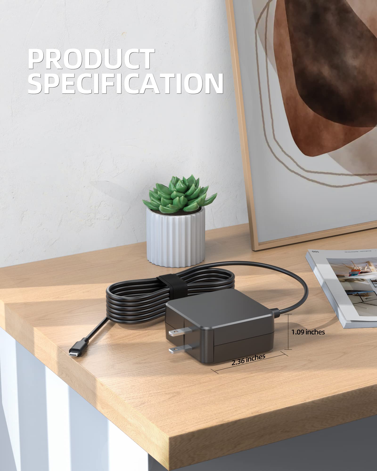 45W 7.5FT Fast Charger for Samsung Galaxy Tab S9/S9 Ultra/S22/S23/S24 - UL Certified USB-C Power Adapter & Charging Cable - Perfect for Home, Office & Travel Charging