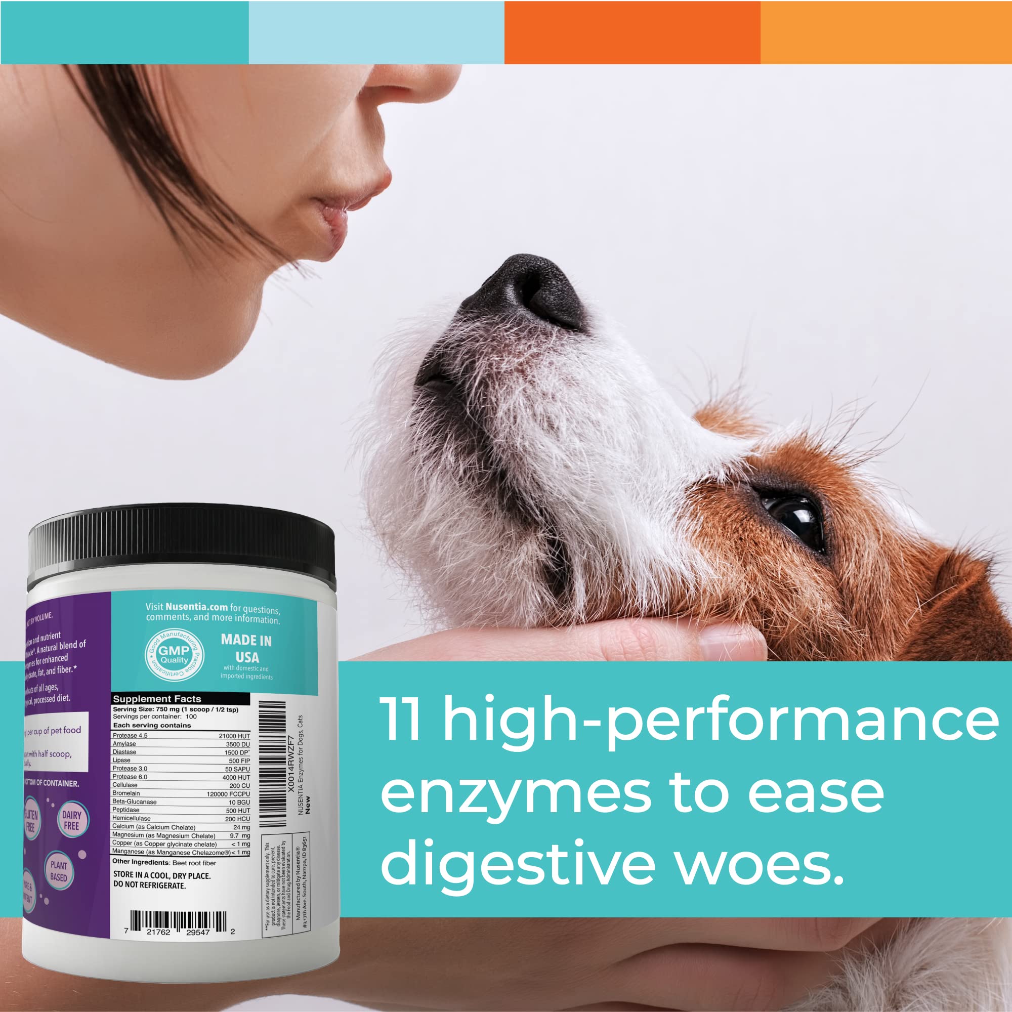 Digestive Enzymes for Dogs & Cats - Protein, Carbs, Starches & Fats Digestion Support | Helps with Diet Transition | Enzyme Supplement Powder (364 Scoops) | Ideal for Sensitive Stomachs & Digestive Health Maintenance