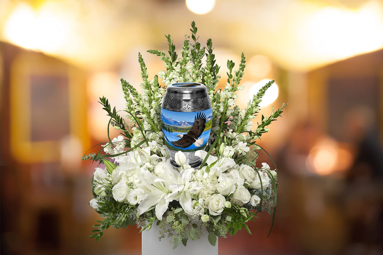 Extra Large Majestic Eagle Cremation Urn for Adult Male Ashes - Personalized Handcrafted Decorative Urn for Human Ashes - Perfect for Memorials, Home Display & Funeral Services