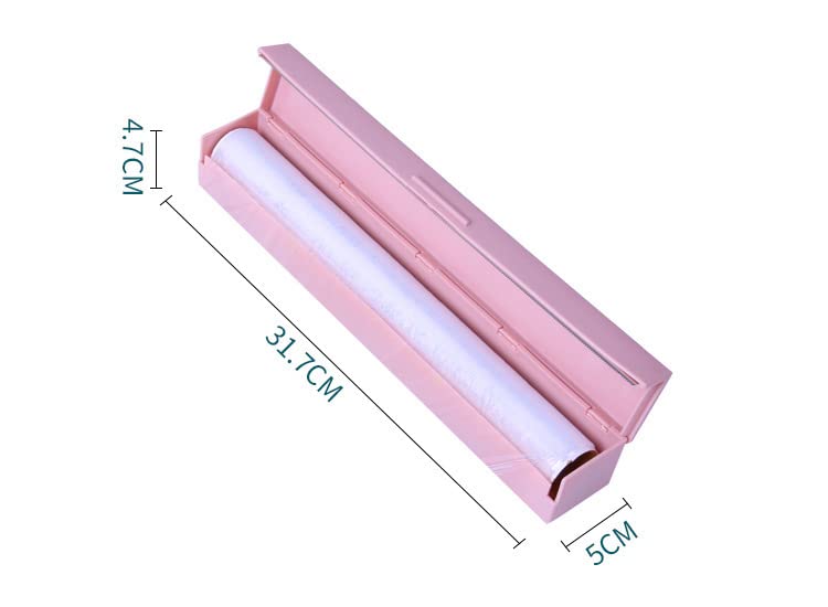 Plastic Wrap Dispenser with Cutter - Kitchen Food Wrap Storage Holder & Film Cutter - Perfect for Meal Prep, Leftovers, and Food Preservation (BPA-Free)