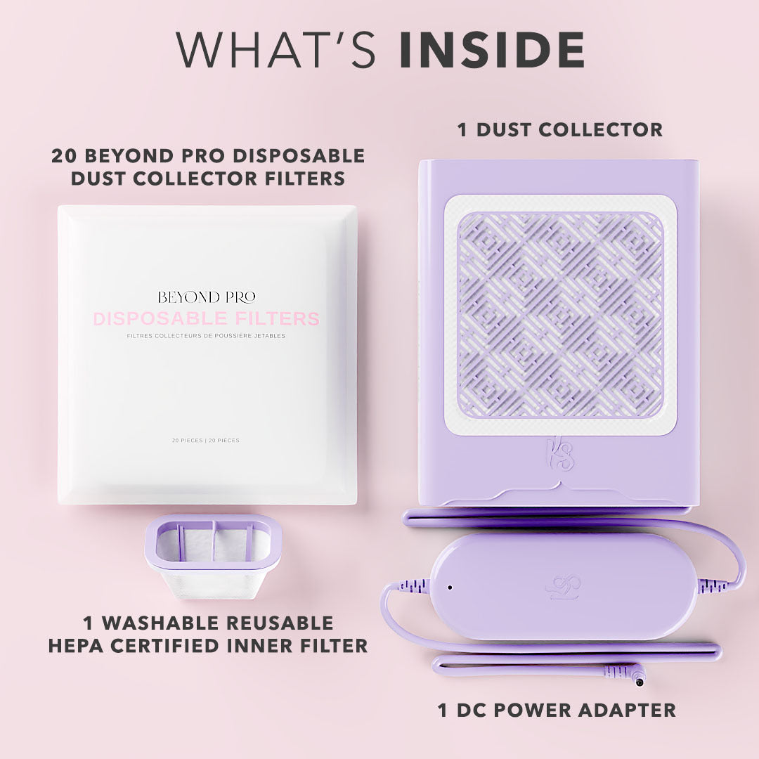 Beyond Pro Nail Dust Collector - Purple | Professional Nail Salon Dust Extractor for Manicure & Pedicure | Perfect for Home & Salon Use