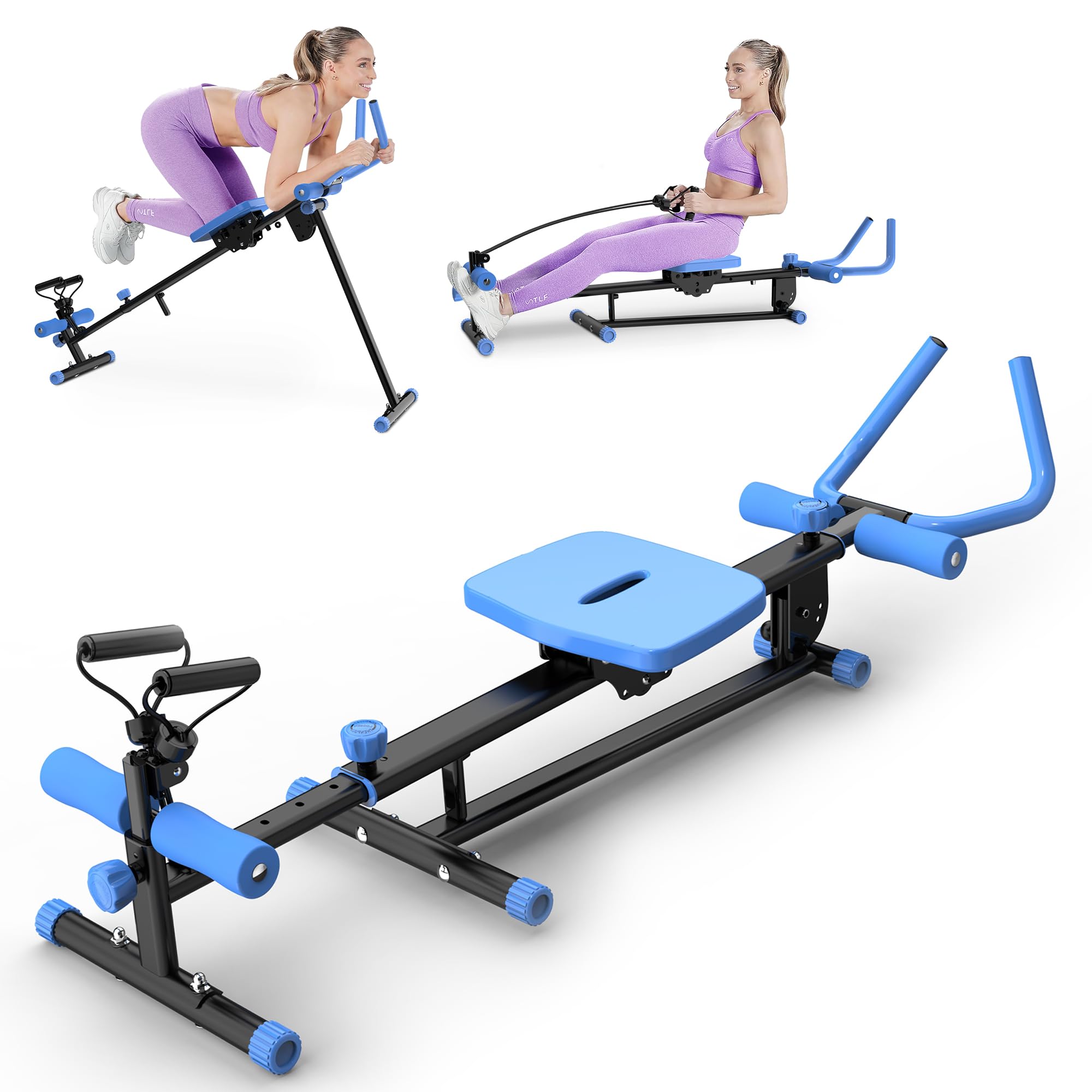 4-in-1 Multifunctional Home Gym Equipment: Rowing Machine, Leg Press, Ab Glider & Roman Chair for Full Body Workout - Perfect for Core Strength Training, Weight Loss & Home Fitness