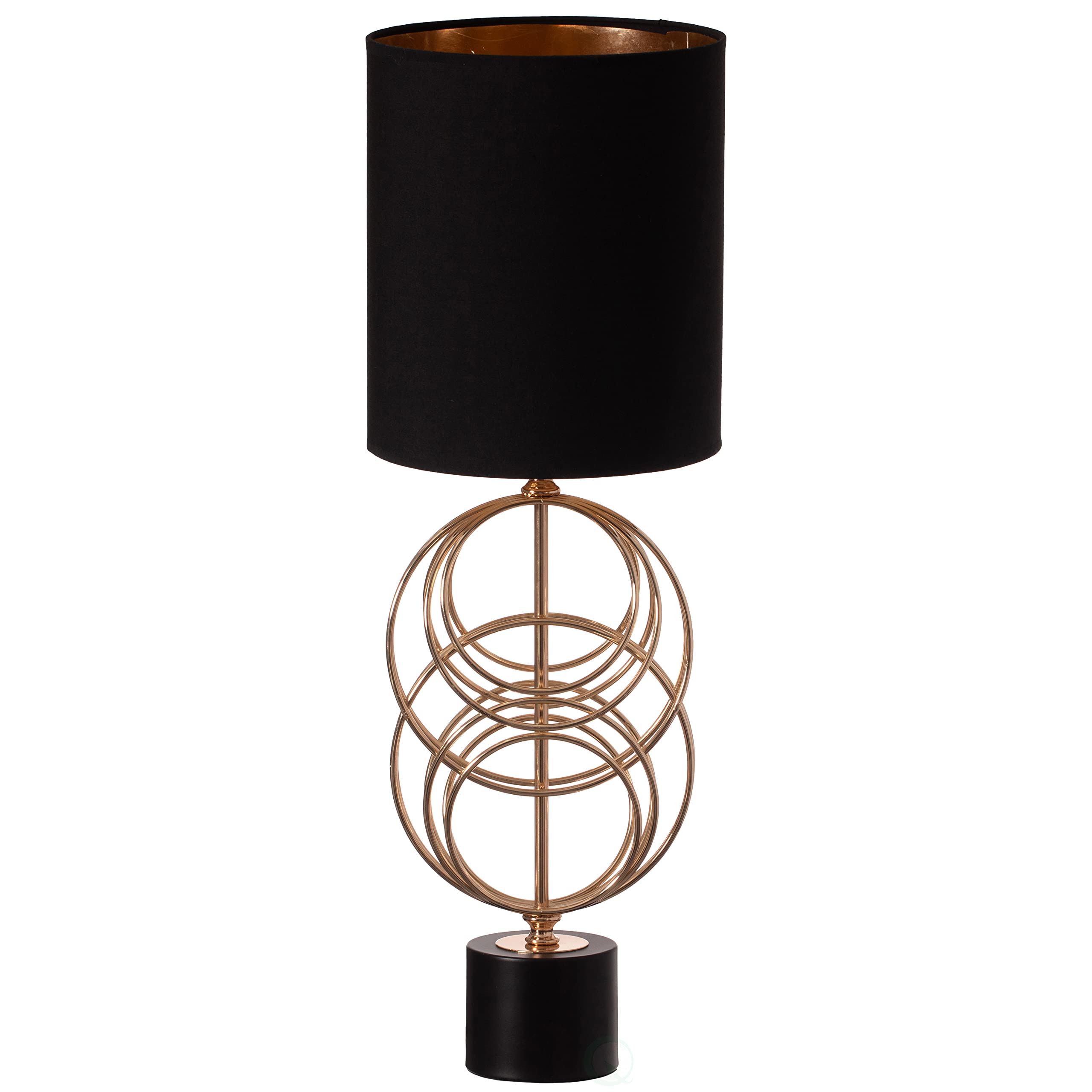 26 Inch Gold Metal Table Lamp with Black Cotton Shade - Modern Designer Lighting for Living Room, Bedroom, Home Office & Dining Room Decor | Perfect for Reading, Ambient Lighting & Interior Design Accents
