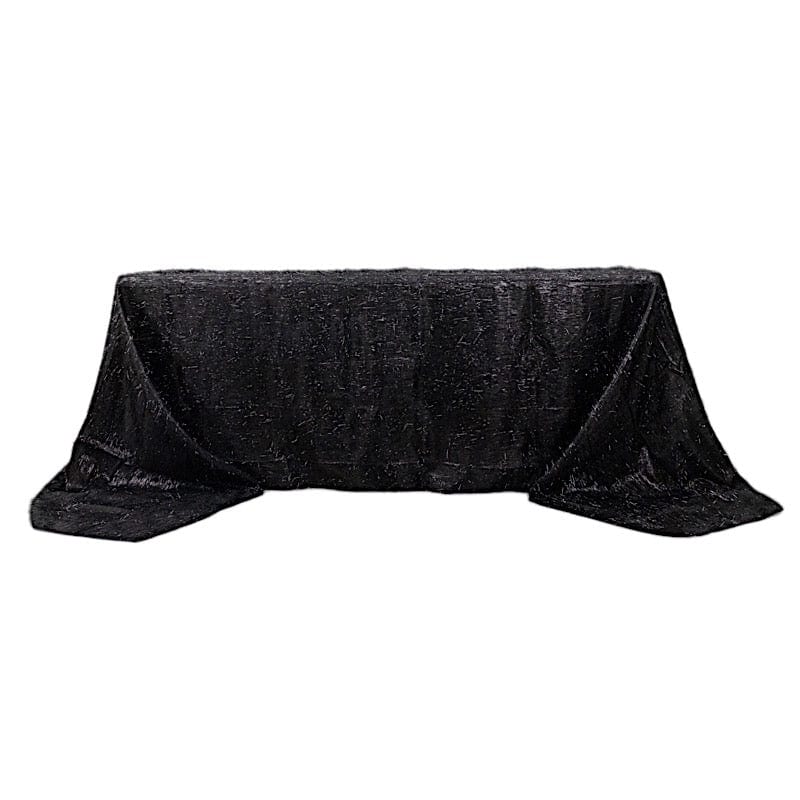 90x156 Inch Elegant Polyester Rectangular Tablecloth with Shimmering Metallic Tinsel Trim - Perfect for Wedding Banquets, Holiday Parties & Formal Dining Decorations