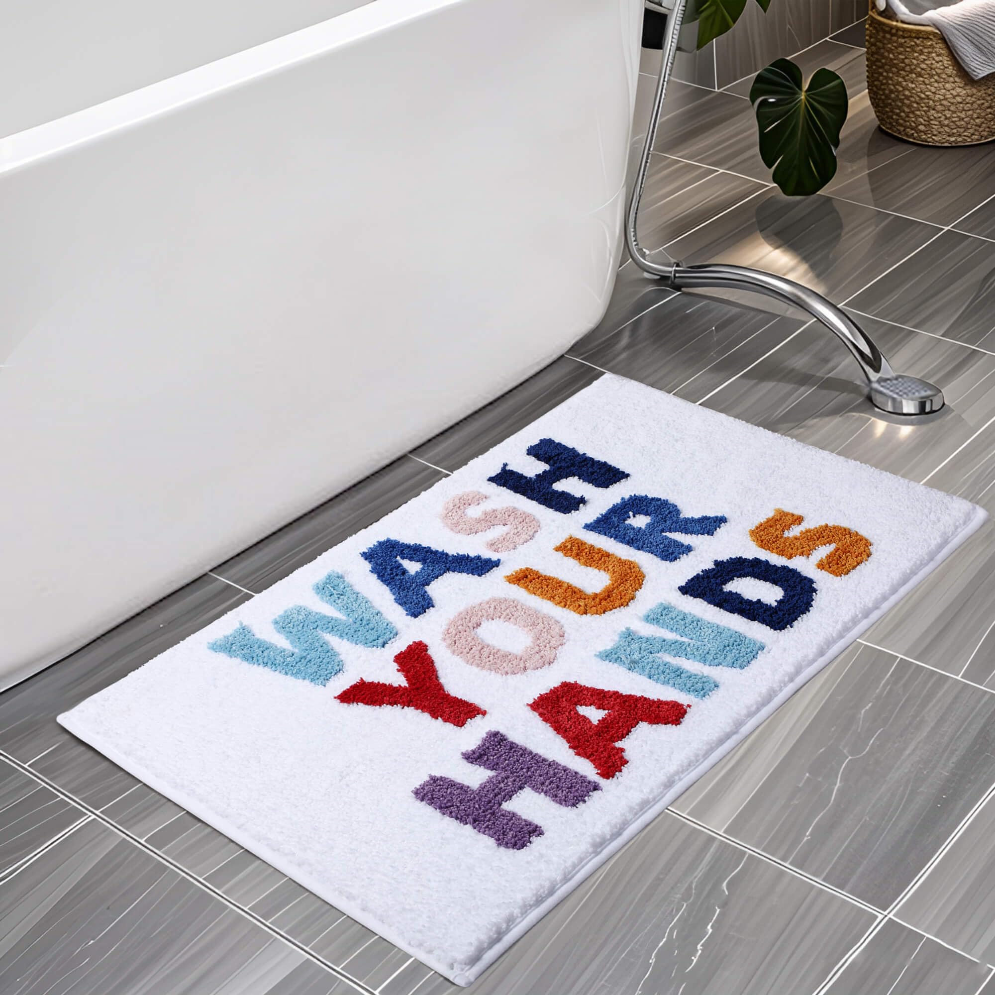 Non-Slip Absorbent Bath Mat - Soft Machine Washable Bathroom Rug for Shower, Tub & Bathroom Decor (32