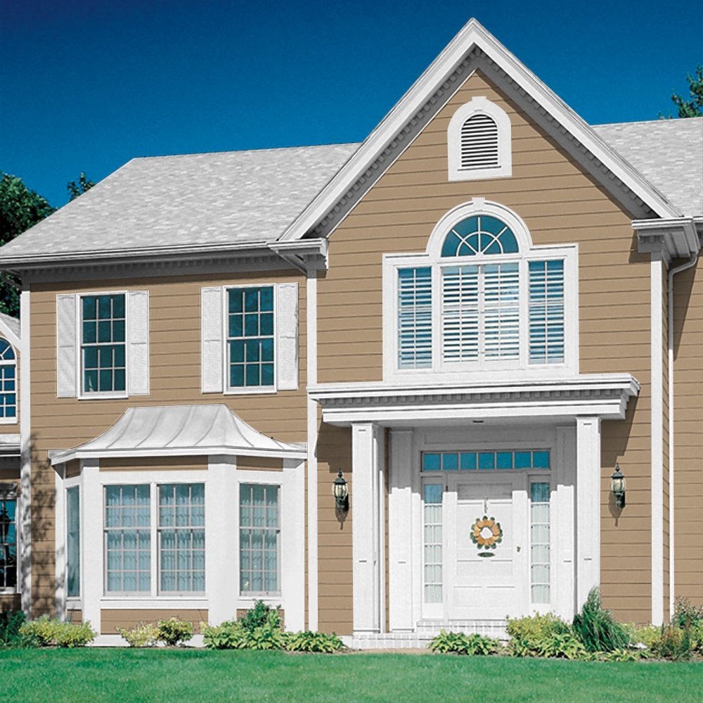 Glidden Exterior Paint and Primer in One - Brown/Sauteed Mushroom, Satin Finish, 5-Gallon Bucket, One Coat Coverage for Home Exterior, Fence, and Siding Projects