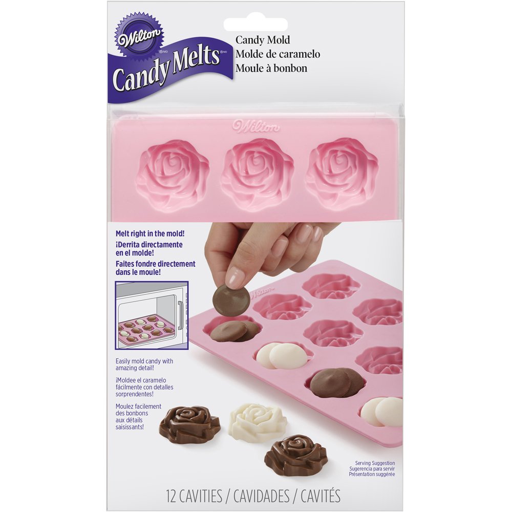 Wilton Rose Silicone Candy Mold for Chocolate, Soap, Candle Making - Perfect for Valentine's Day, Wedding Favors & DIY Crafts