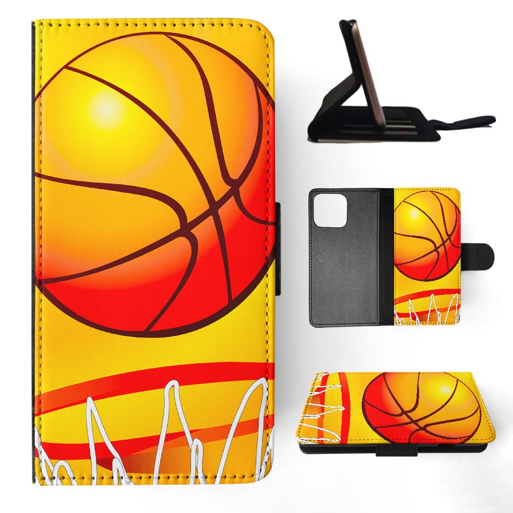 Basketball & Basketball Ring 2 FLIP Wallet Phone Case for Apple iPhone 15 Pro Max - Stylish Protective Cover with Card Holder for Sports Fans & Everyday Use