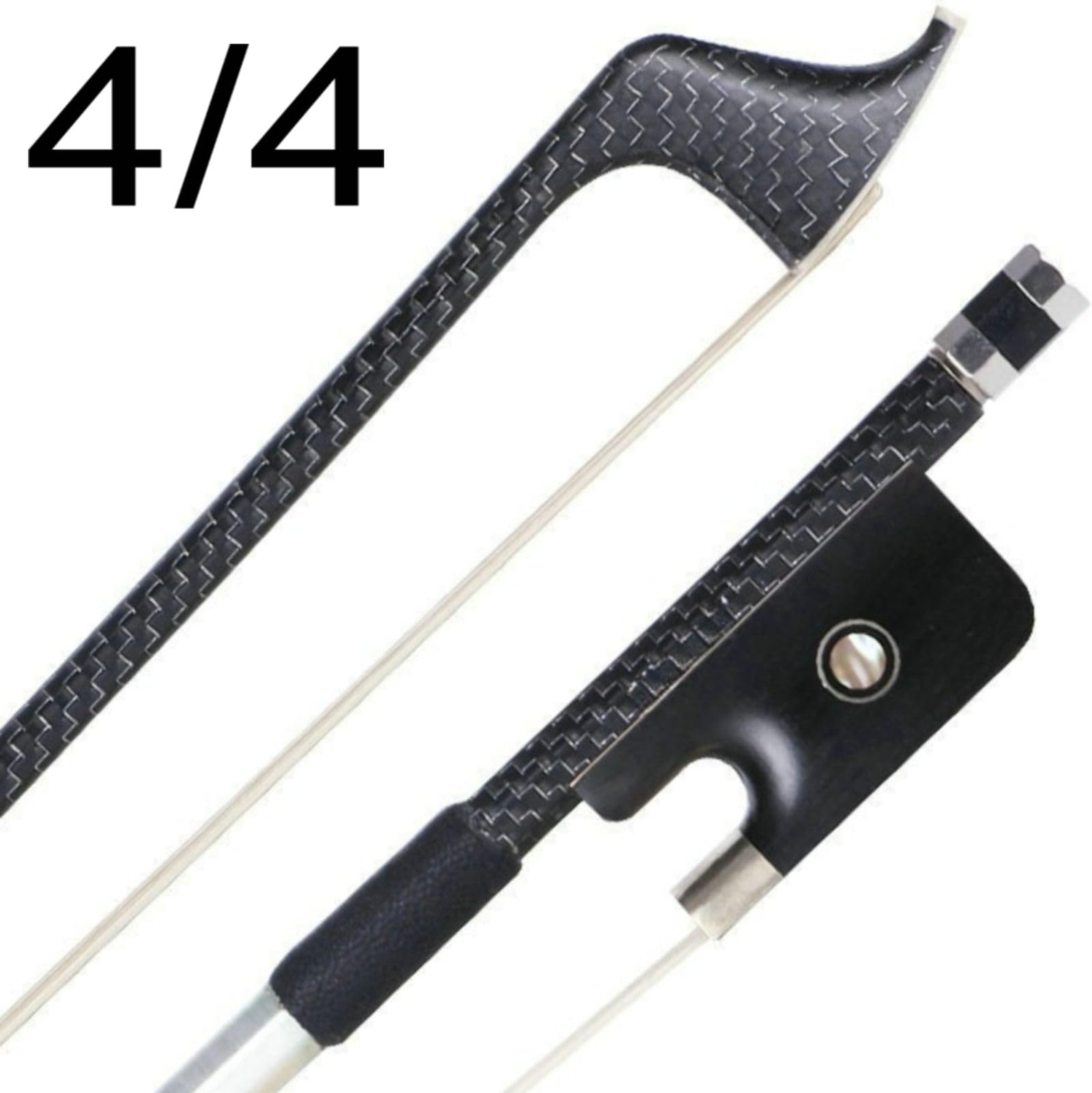 Premium 4/4 Full Size Carbon Fiber Cello Bow with Ebony Frog & Natural Horsehair - Professional & Student Use for Concerts, Practice & Performances