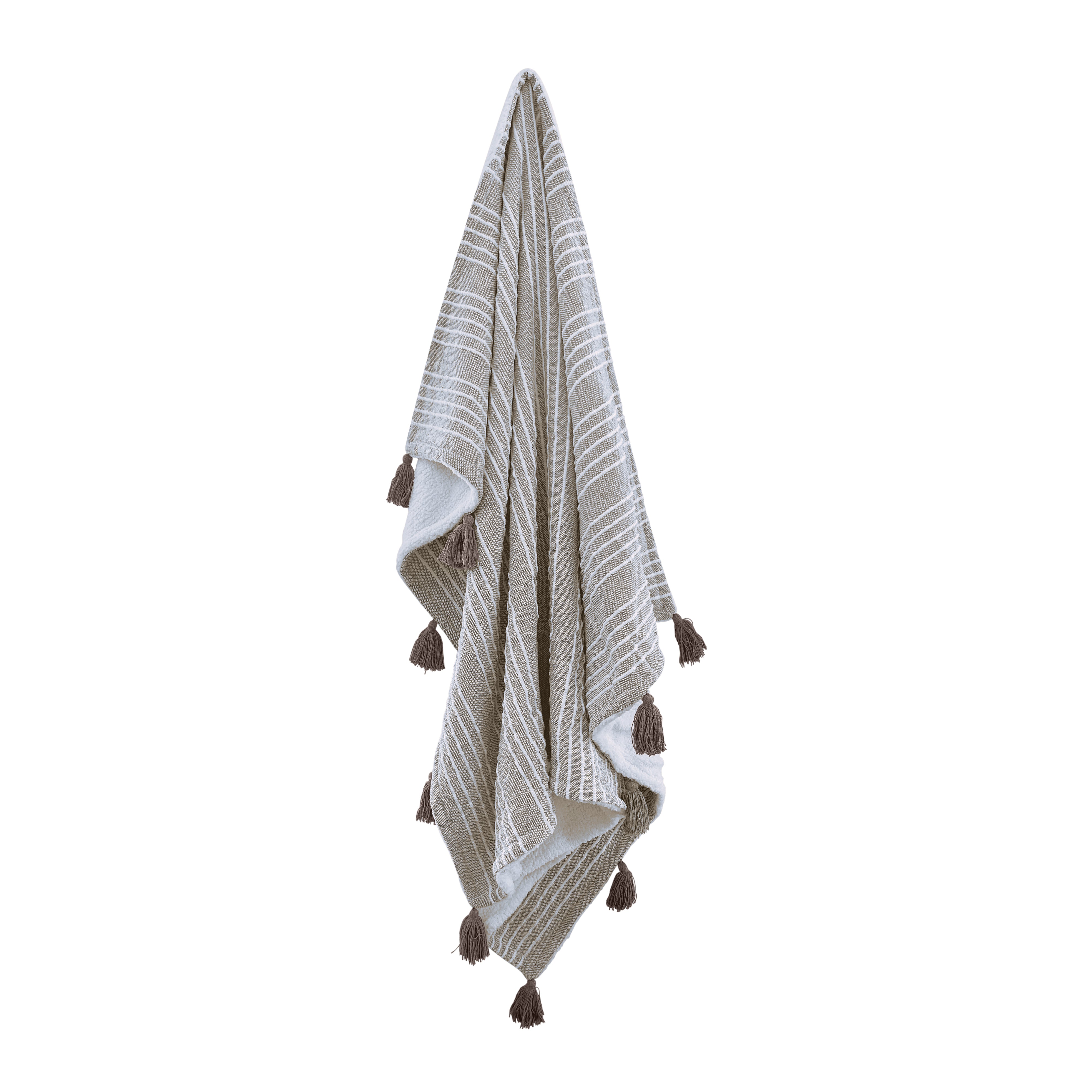 Mandy Stripe Throw Blanket 130x170cm (51x67 inches) - Soft Taupe & Ivory Cozy Knit Blanket for Couch, Bed, Sofa - Perfect for Living Room, Bedroom, and Home Decor