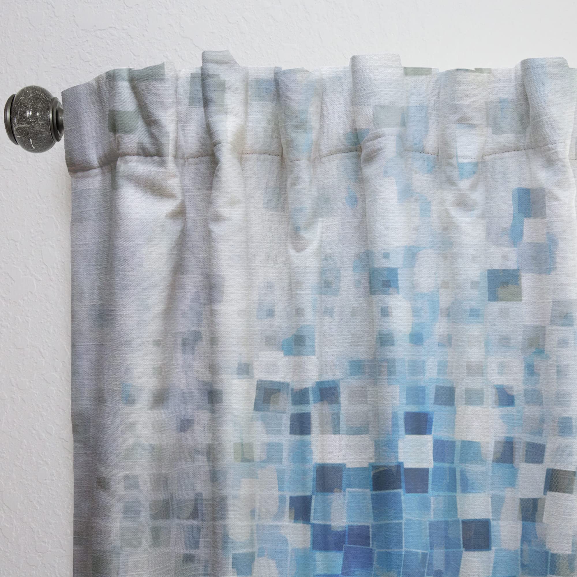 Geometric Blue Spots Thermal Insulated Curtains - Single Panel 52x120 Inches - Blackout Drapes for Bedroom & Living Room - Modern Window Treatment for Home Decor