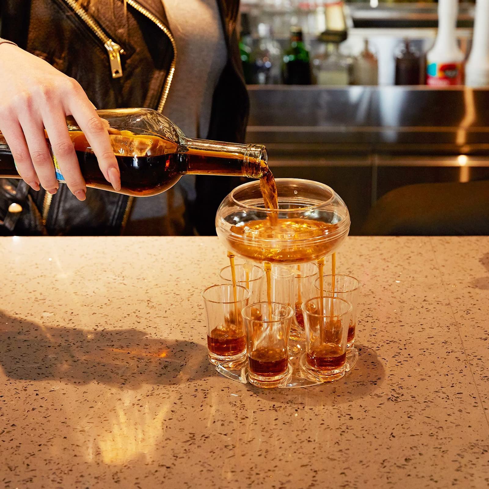 6 Shot Glass Dispenser with Cocktail Holder - Beer, Wine & Liquor Pouring Tool for Bars, Parties & Home Use - Perfect Christmas Gift for Cocktail Enthusiasts & Festival Celebrations
