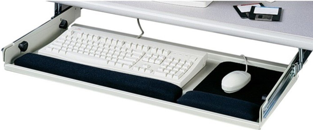 Mead-Hatcher Adjustable Steel Keyboard Tray - Under Desk Slide-Out Keyboard Drawer, Gray (MAT22030) | Ergonomic Workspace Solution for Office & Home Computer Desks