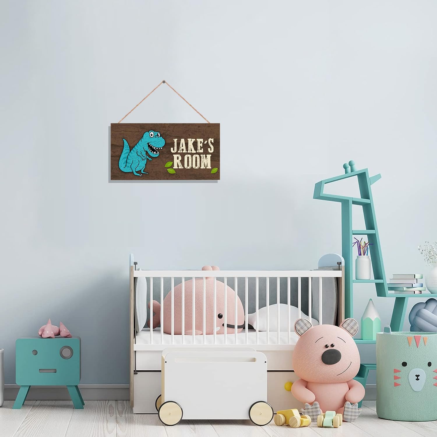 Personalized Dinosaur Wall Sign - Custom Kids Room Decor, Nursery Wall Art for Baby Boy & Girl - Perfect for Bedroom, Playroom & Birthday Party Decorations