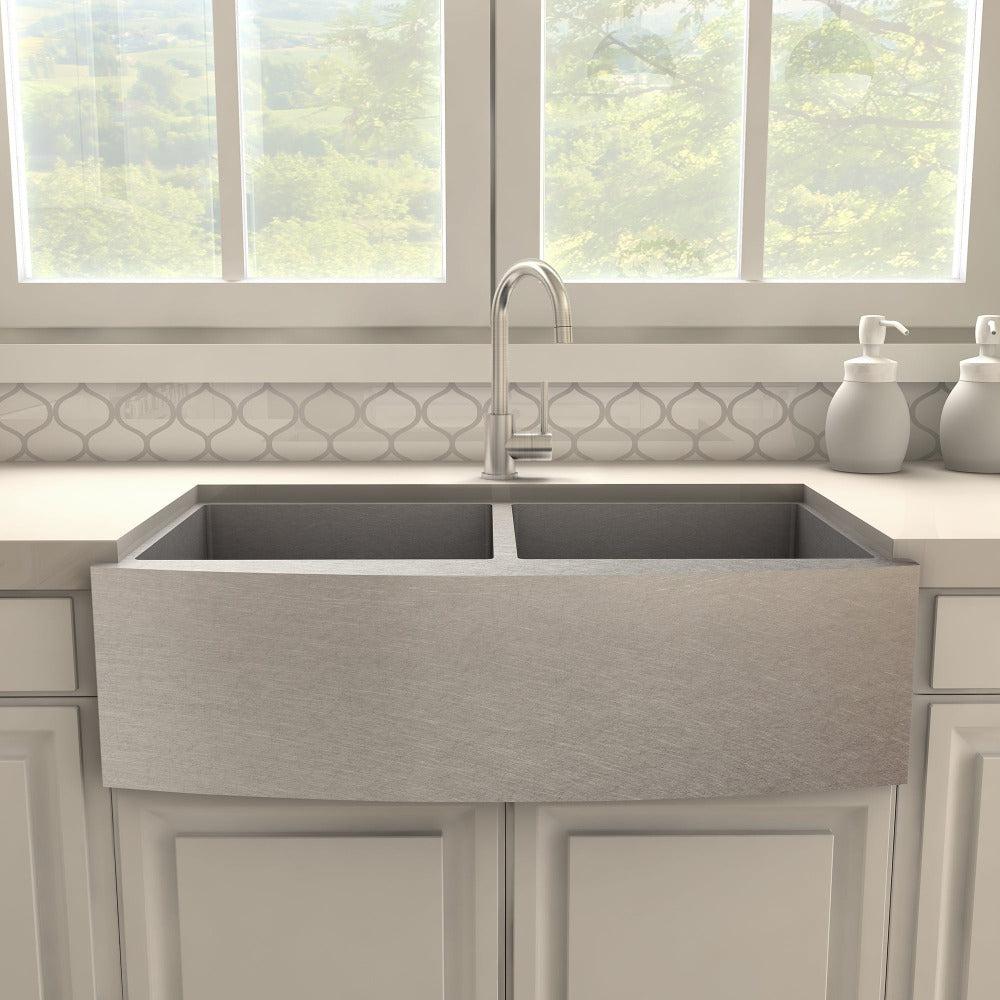 ZLINE Renoir Single Handle Pull-Down Kitchen Faucet in Brushed Nickel - Modern High Arc Design for Sink, Dishwashing & Cooking (REN KF BN)