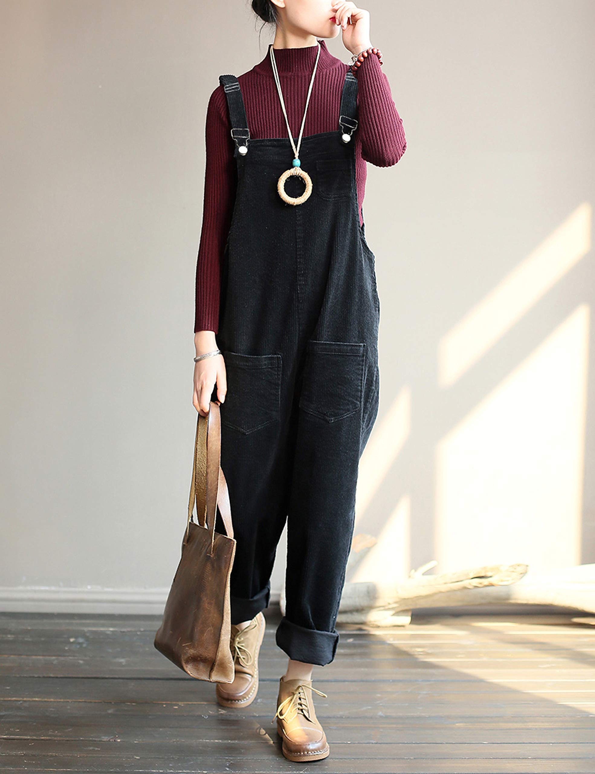 Lentta Women's Corduroy Overalls - Adjustable Straps, Bib Jumpsuit for Fall Fashion | Perfect for Casual Outings, Workwear & Autumn Styling