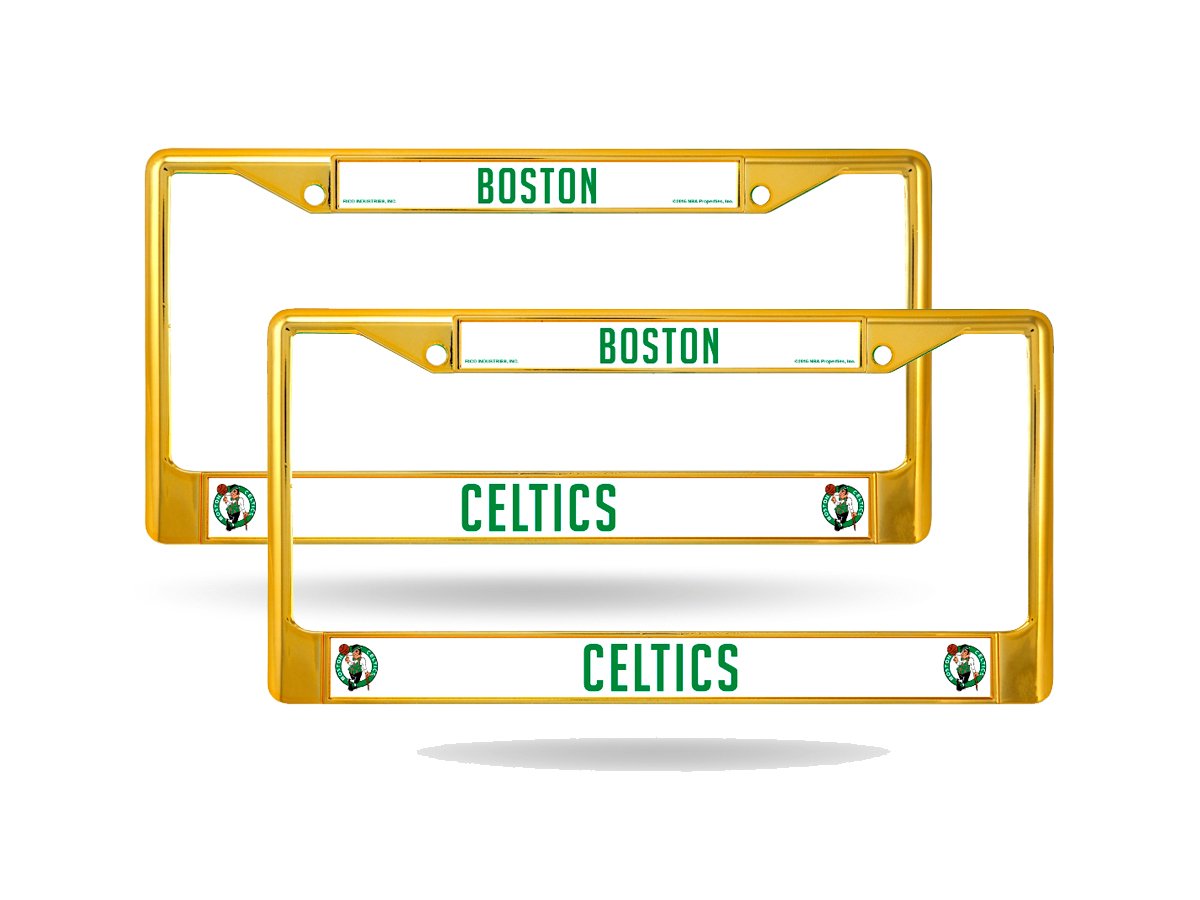 Boston Celtics Gold Chrome Metal License Plate Frame - 2 Pack for Cars, Trucks & SUVs - Show Team Pride on the Road