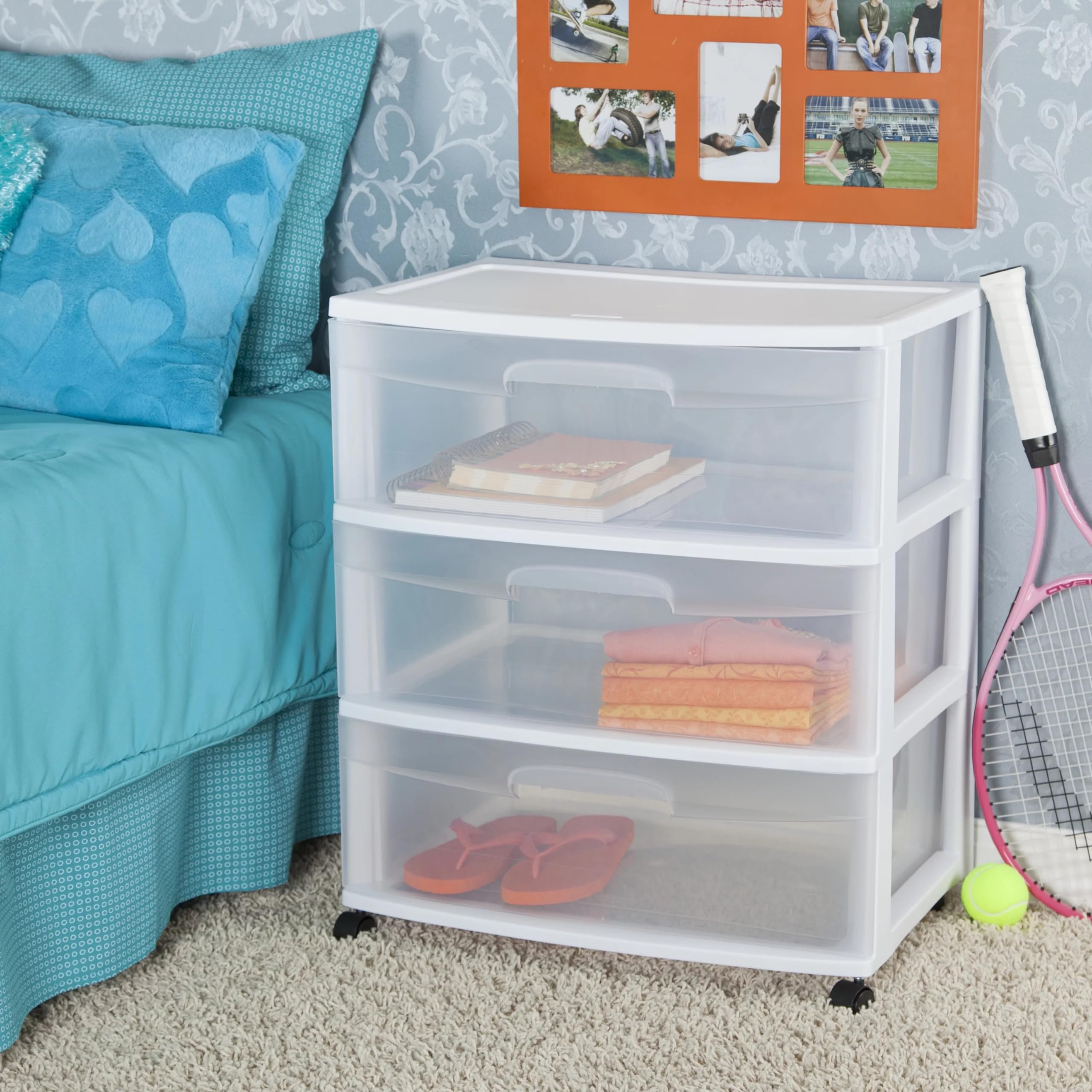 GerRiT 3-Drawer Rolling Storage Cart - White Organizer for Home & Office