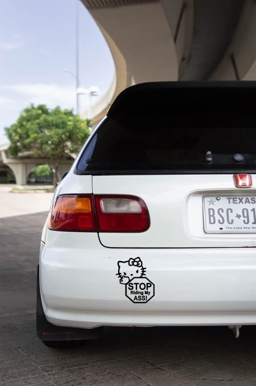 Kitty Stop Riding Vinyl Decal Sticker - Waterproof Car Window Laptop Decoration for Cars, Windows, Laptops, Walls - Black Cat Design - Perfect for Car Enthusiasts & Pet Lovers