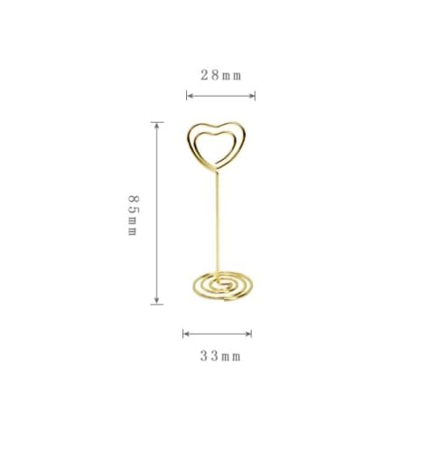 10 Pack Gold Heart-Shaped Table Number Card Holders - Photo & Menu Stands for Thanksgiving, Christmas, Wedding, Party, Office Desk, Birthday - Perfect for Place Cards, Memo Notes & Event Decor