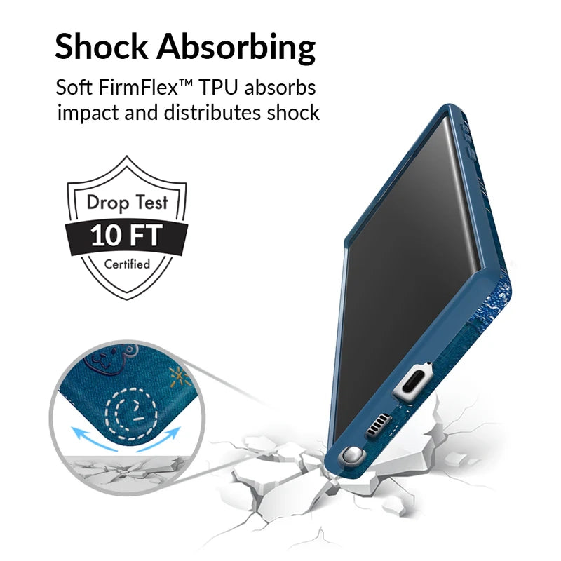 Samsung Phone Case for Galaxy S21/S20/Note 20 - Stylish Blue Denim Design with Shockproof Protection | Perfect for Everyday Use, Travel & Outdoor Activities