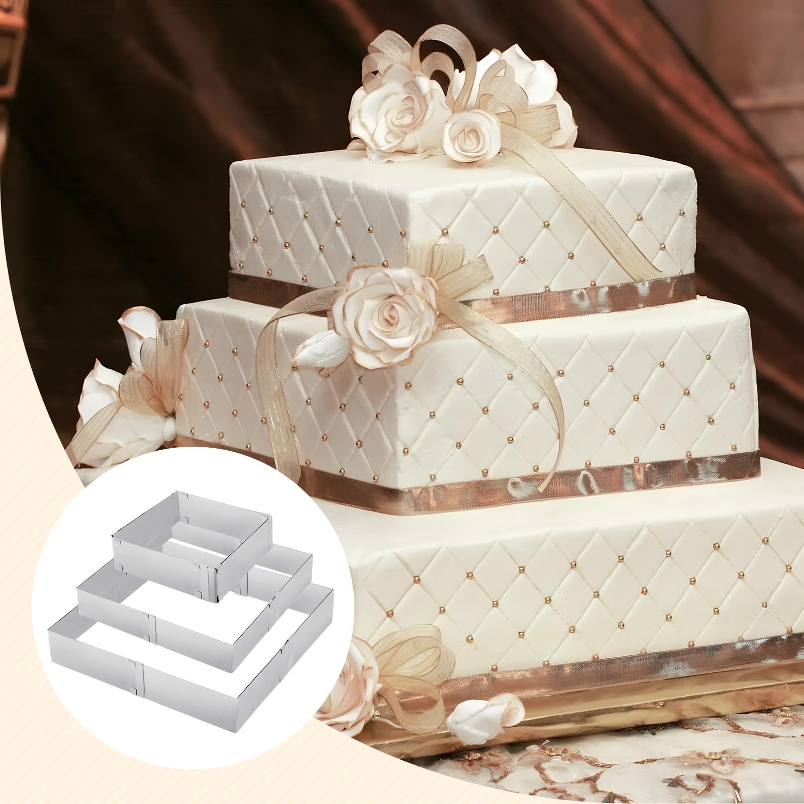 EORTA Adjustable Stainless Steel Cake Mold - Square Mousse Cake Ring (5.9