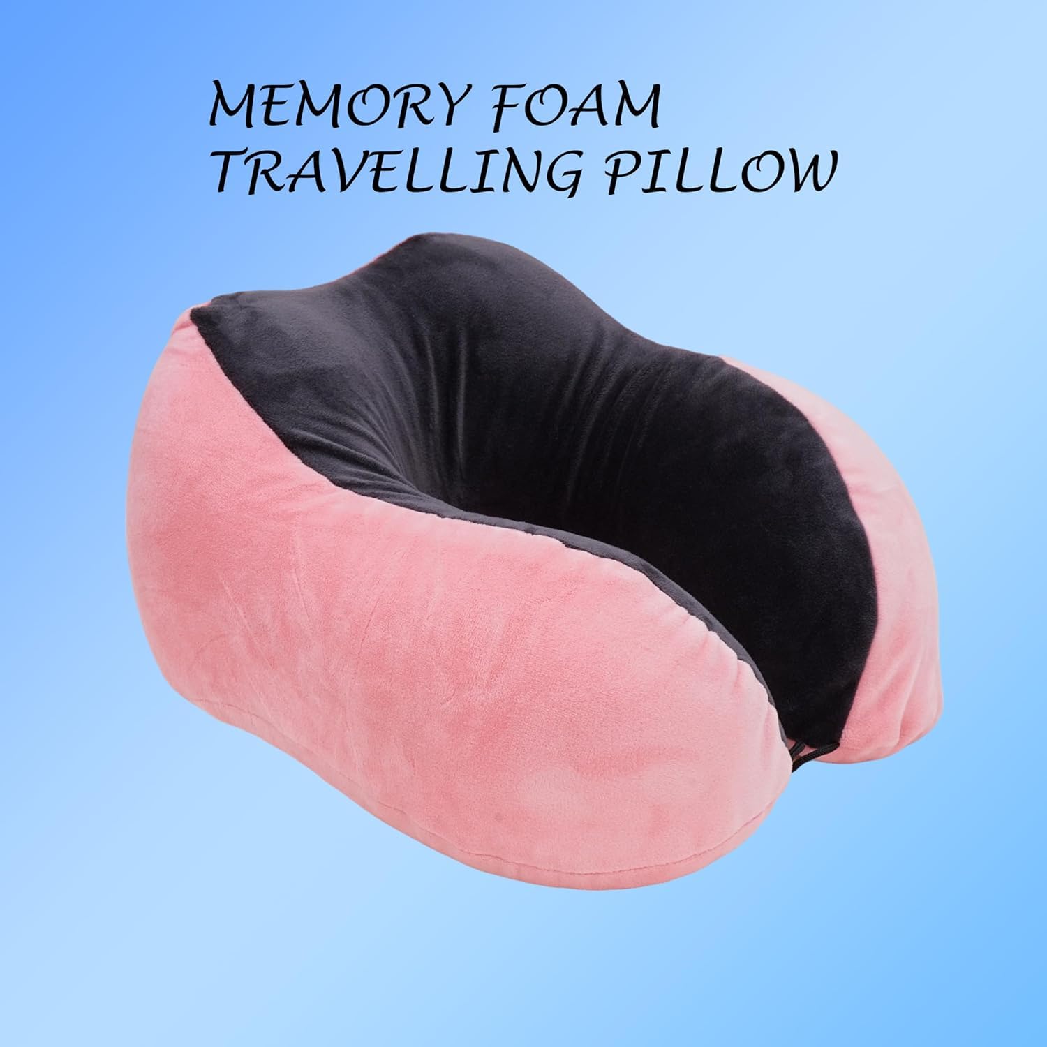 Ashtron Plush Pink Memory Foam Travel Neck Pillow - Soft Washable Cover for Airplane, Car & Home Use - Orthopedic Support for Neck Pain Relief & Comfortable Sleep
