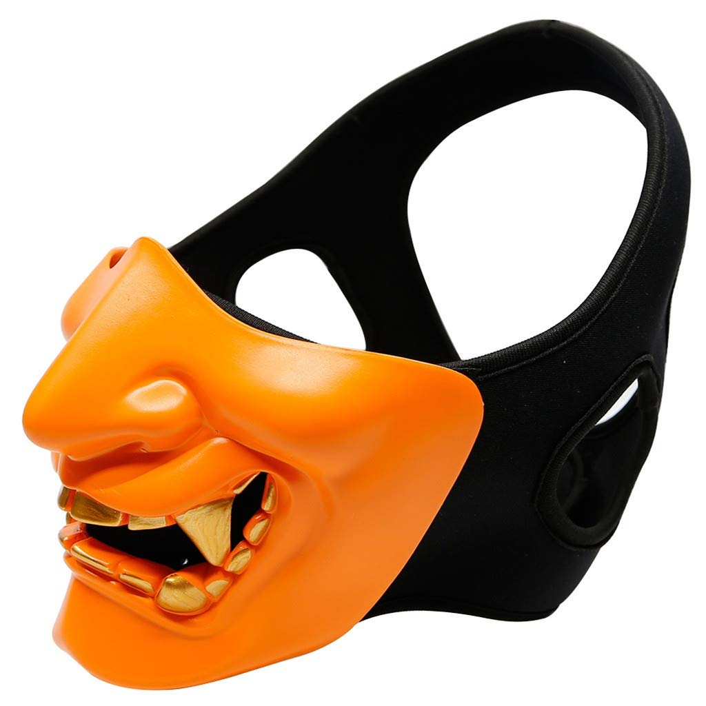 Men's Half Face Samurai Mask for Halloween Cosplay & Parties - Scary Costume Accessory for Festivals, Indoor Decor, and Door Decorations