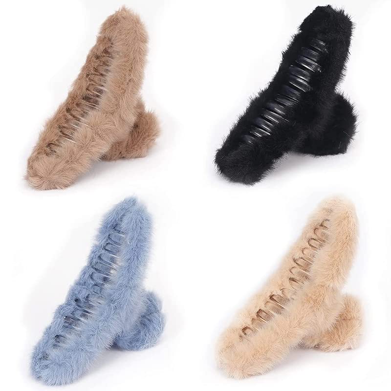 FAMEZA 4 Pack Hair Claw Clips for Women - 4.7 Inch Non-Slip Hair Barrettes with Strong Hold for Thick, Thin & Long Hair - Cute Hair Accessories (Multicolor) - Perfect for Work, Gym, Travel & Everyday Styling