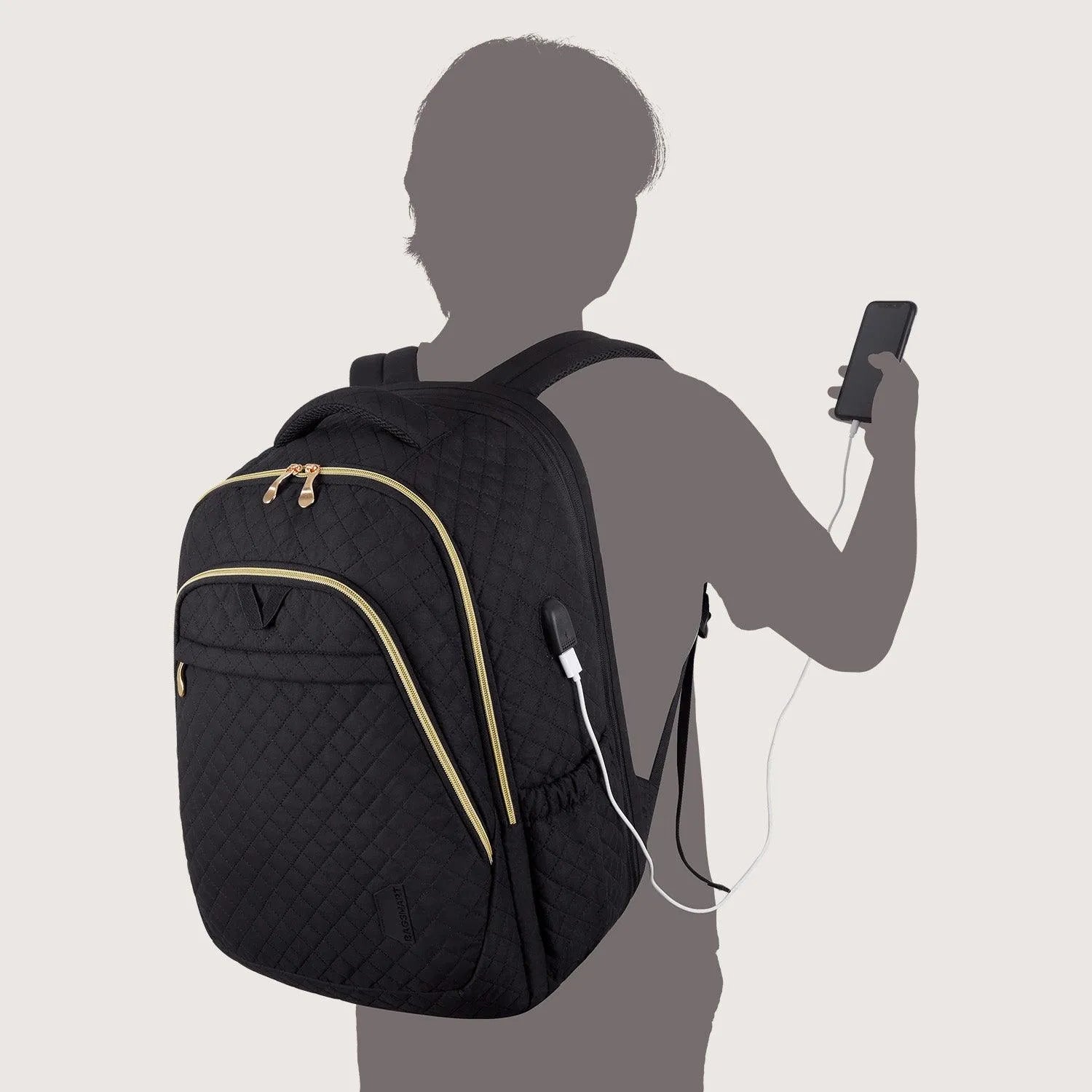 Bonchemin 15.6 Inch Laptop Backpack for Men & Women - Waterproof Travel Backpack with USB Charging Port - Perfect for Business, College, Commuting & Airplane Carry-On