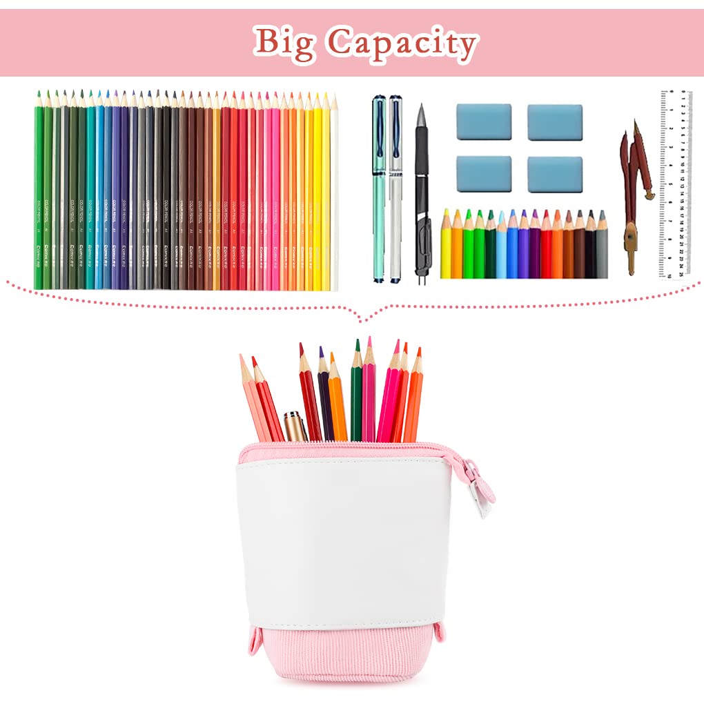 Oyachic Stand Up Pencil Case - Transformable Telescopic Pen Holder & Cosmetic Organizer Bag for Women | Perfect for Office, School, Makeup Storage & Travel Accessories