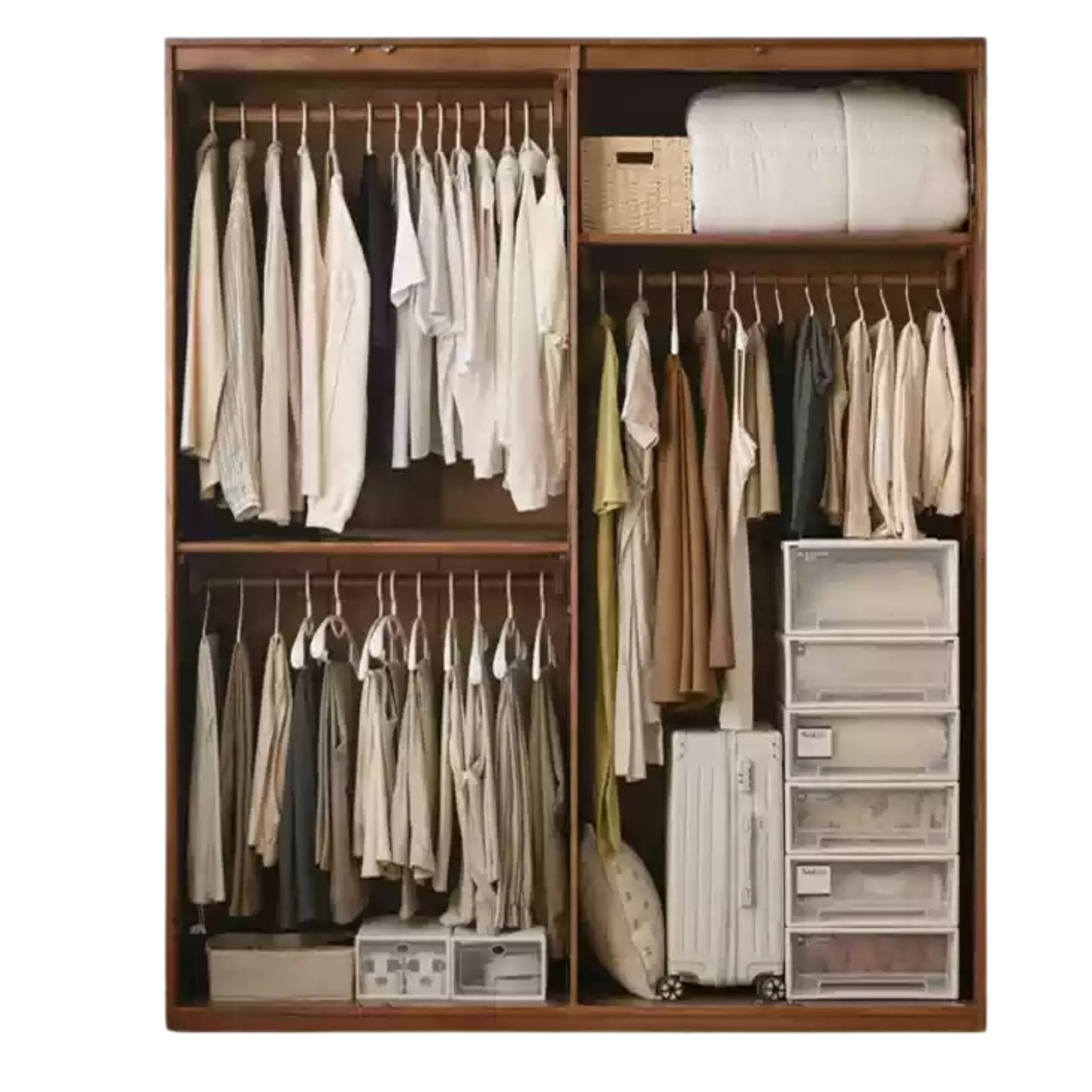 70.8x23.2x78.7 inch / 180x59.2x200cm / Rich Dark Walnut color / wardrobe