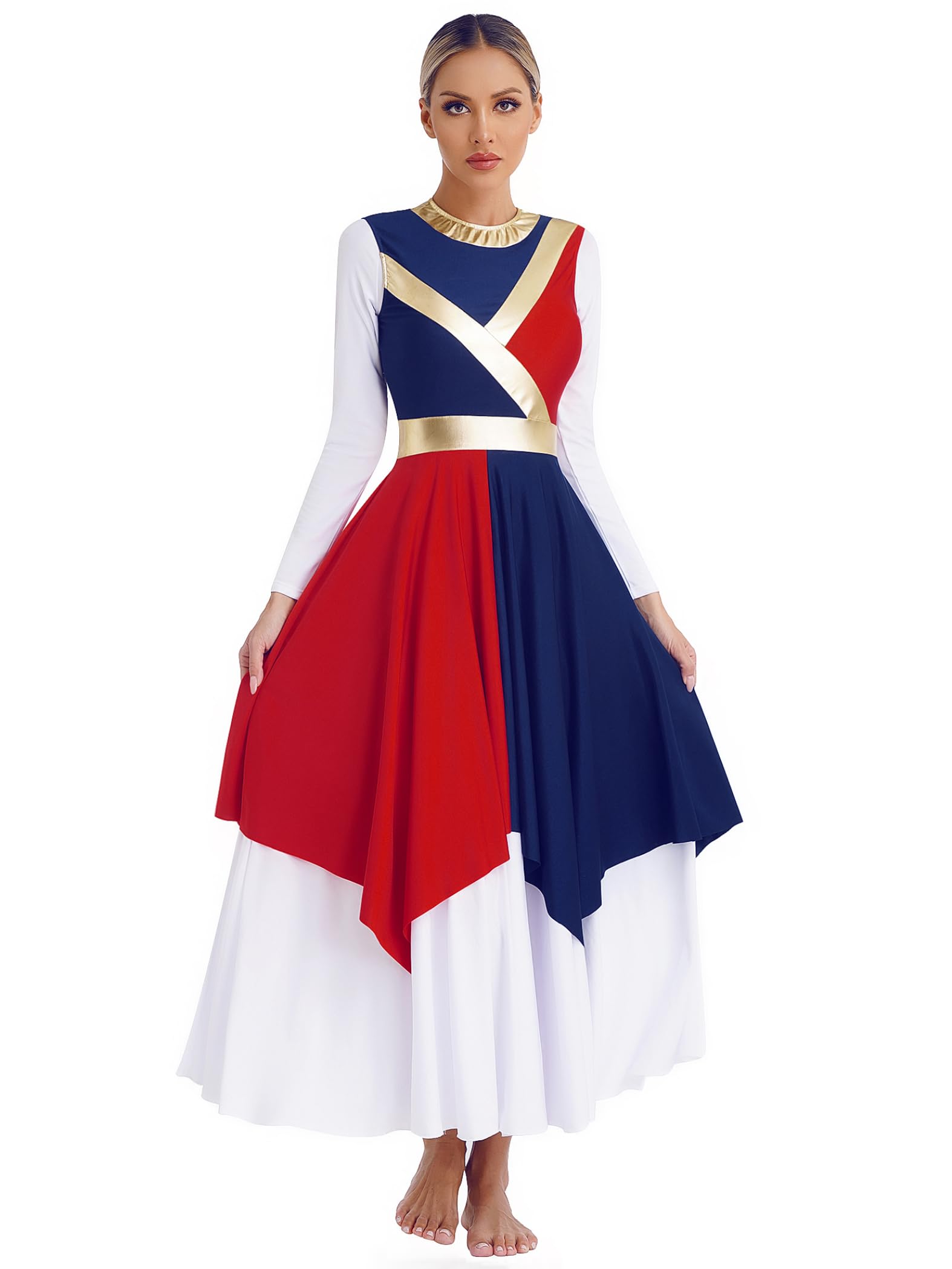 JEYPINMI Women's Praise Dance Costume - White Liturgical Worship Tunic Dress for Church Performances & Spiritual Dancing