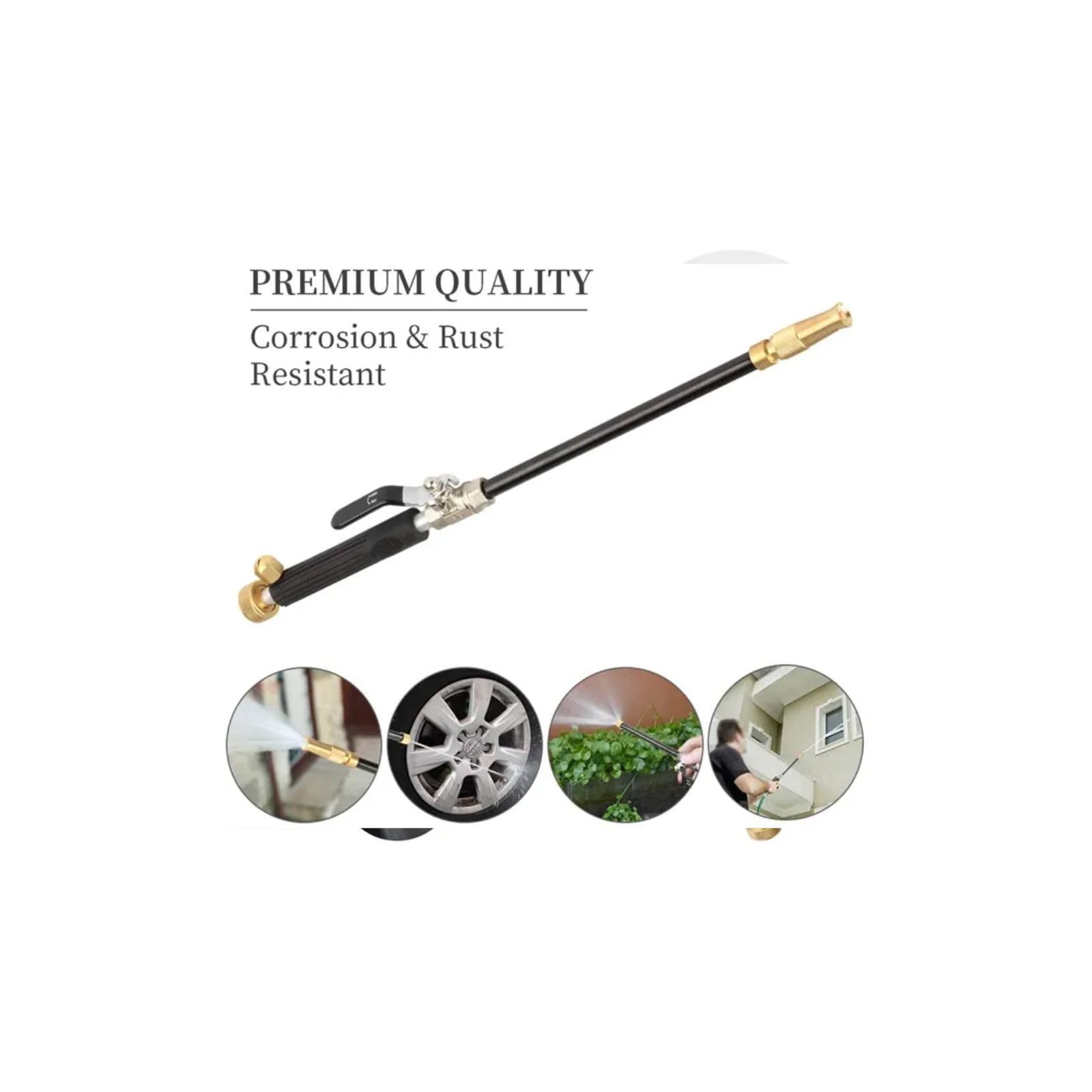 Hicks Ridge Heavy Duty High Power Garden Hose Nozzle Sprayer - Adjustable Pressure Washer Gun Attachment with 8 Spray Patterns - Perfect for Car Washing, Lawn Watering & Outdoor Cleaning