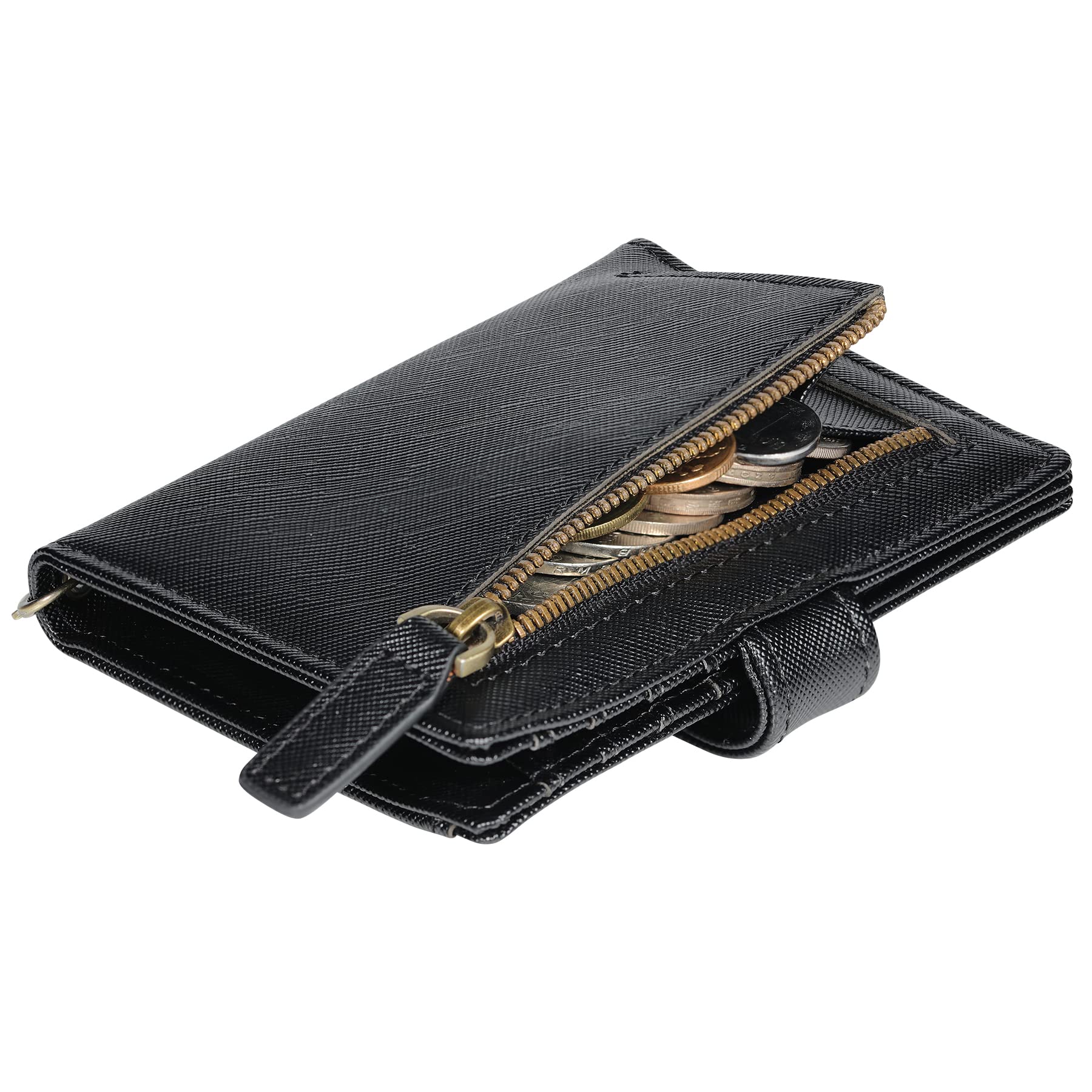 Travelambo RFID Blocking Bifold Leather Wallet for Women - Slim Card Holder with 2 ID Windows & Zippered Coin Pocket | Perfect for Everyday Use, Travel, and Gift Giving