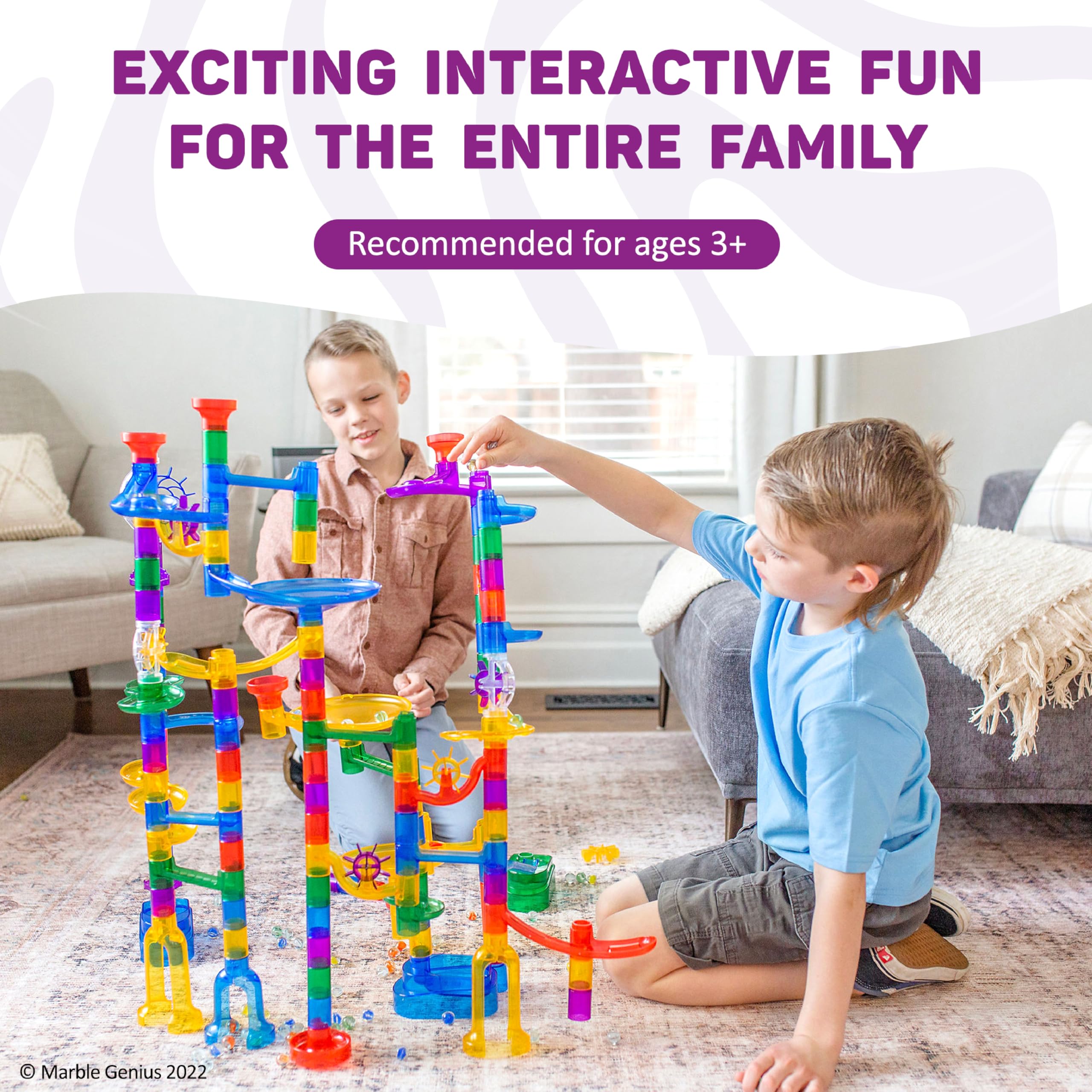 Marble Genius Marble Run Extreme Set - 300 Piece Marble Maze Track for Kids, Teens & Adults (181 Translucent Marbulous Pieces + 119 Glass Marbles) | STEM Educational Toy for Ages 4-8 | Perfect for Birthday Gifts, Classroom Activities & Family Game Night