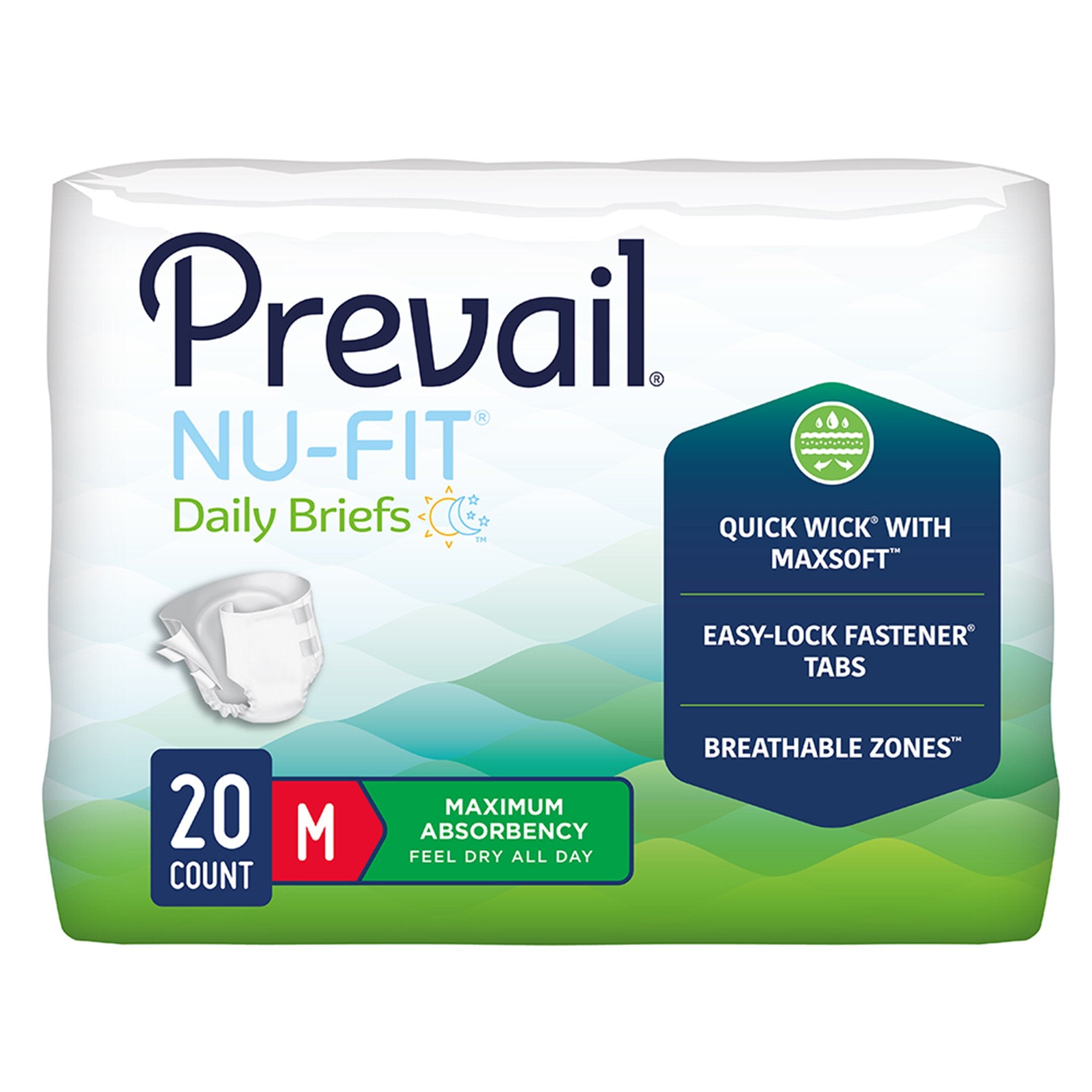Prevail Nu FIT Maximum Absorbency Incontinence Briefs for Women & Men - Heavy Absorbency (NU 012, NU 013, NU 014) - Ideal for Overnight Protection & Active Lifestyle