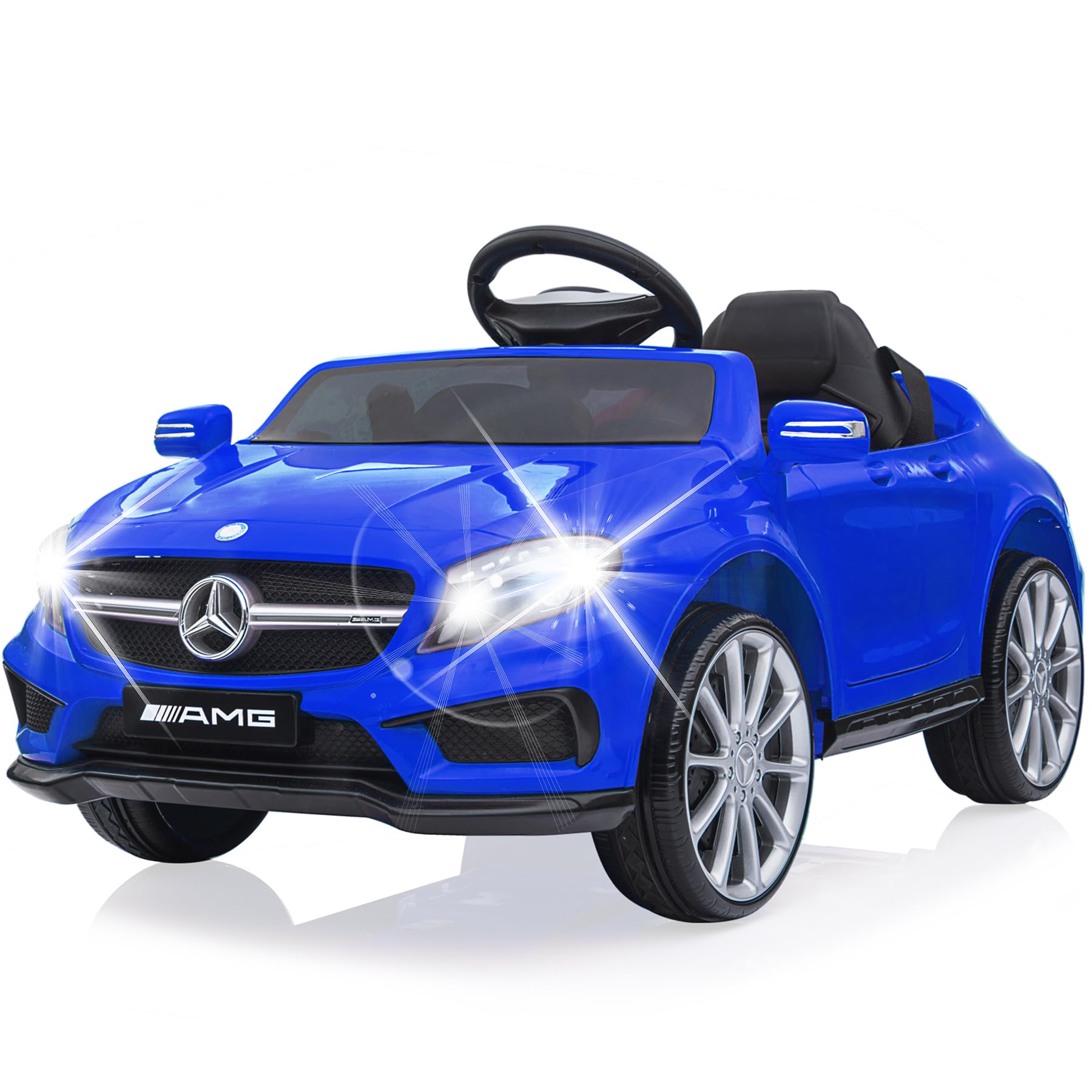12V Kids Ride On Car with 2.4G Remote Control - Battery Powered Electric Vehicle for Toddlers, Double Doors, 5-Point Safety Belt, LED Lights (Blue) - Perfect for Indoor & Outdoor Play, Birthday Gifts, and Family Fun