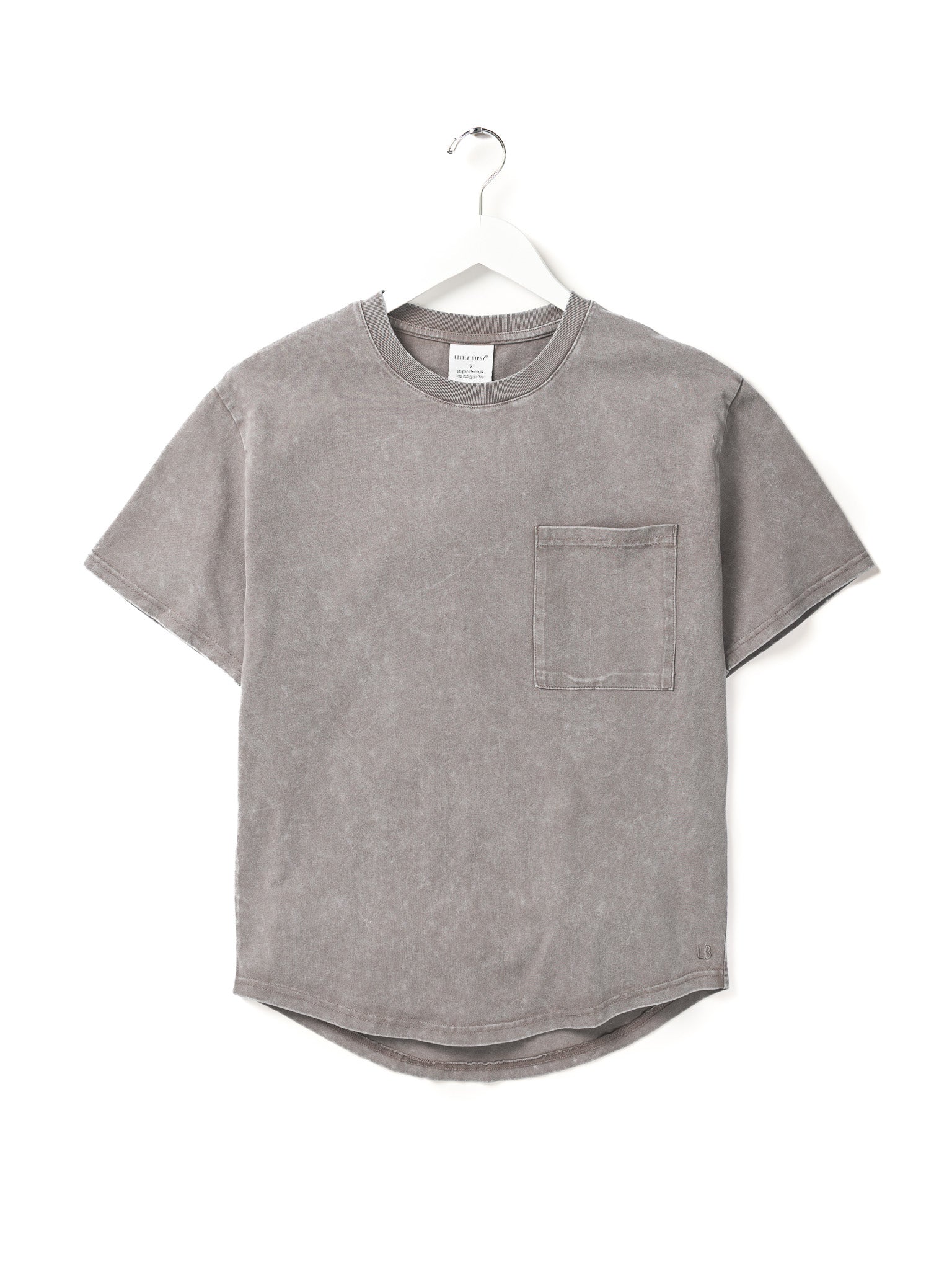 Vintage Acid Wash Pocket T-Shirt for Men - Soft Grey Cotton Tee - Casual Streetwear for Everyday Wear