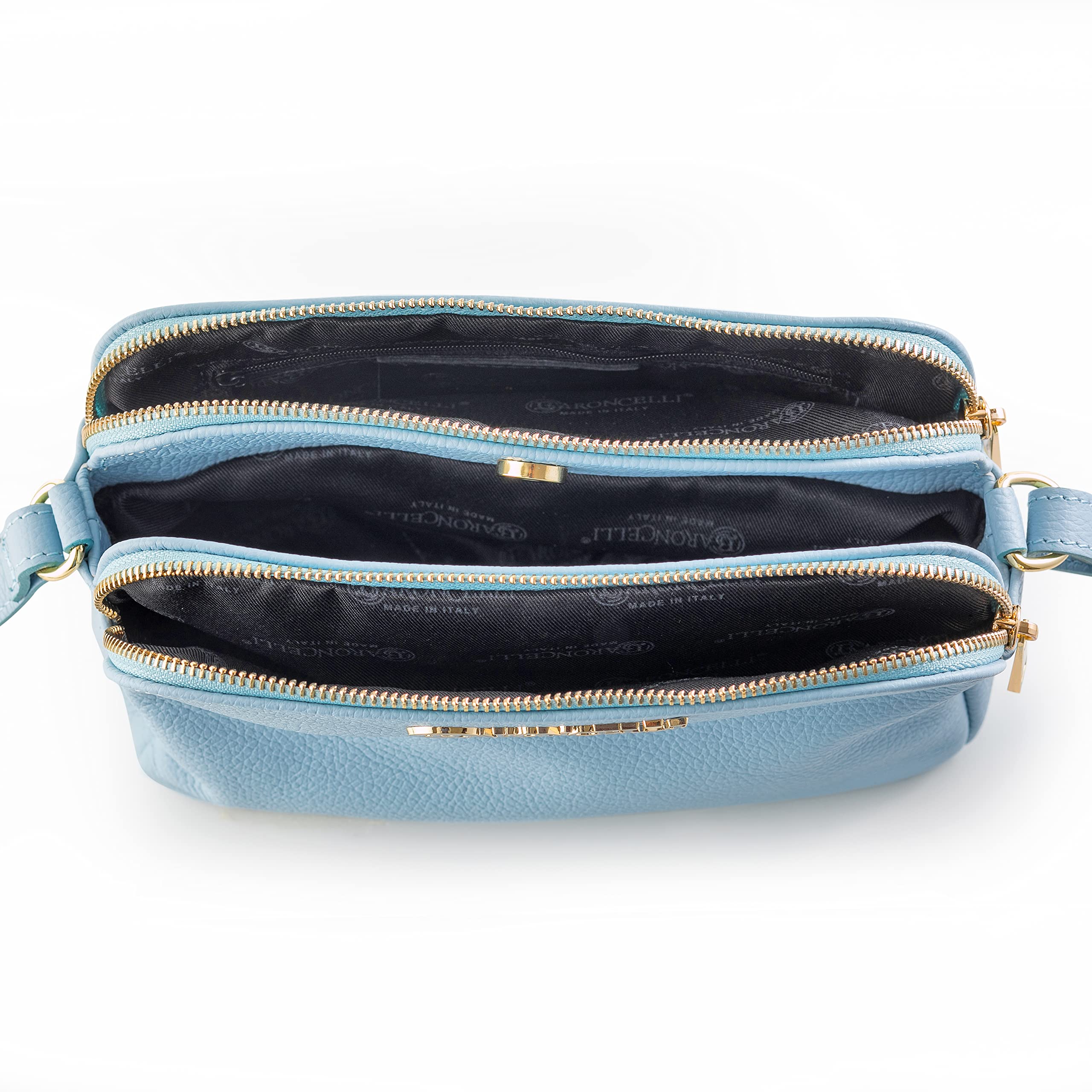 Baroncelli Genuine Italian Soft Leather Crossbody Bag with Long Stripe - Made in Italy | Perfect for Travel, Shopping & Everyday Use
